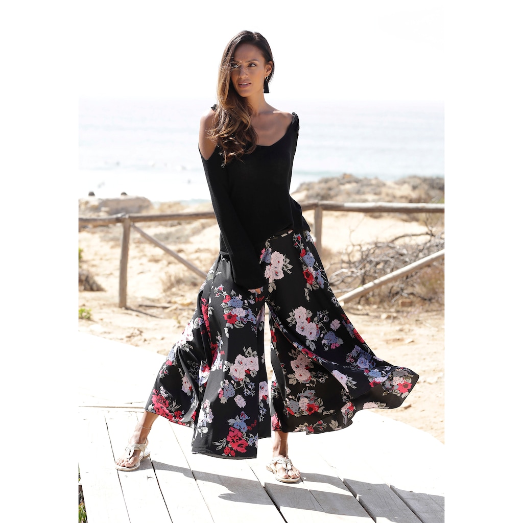 LASCANA Hosenrock, mit Blumenprint, Culotte, extraweites Bein