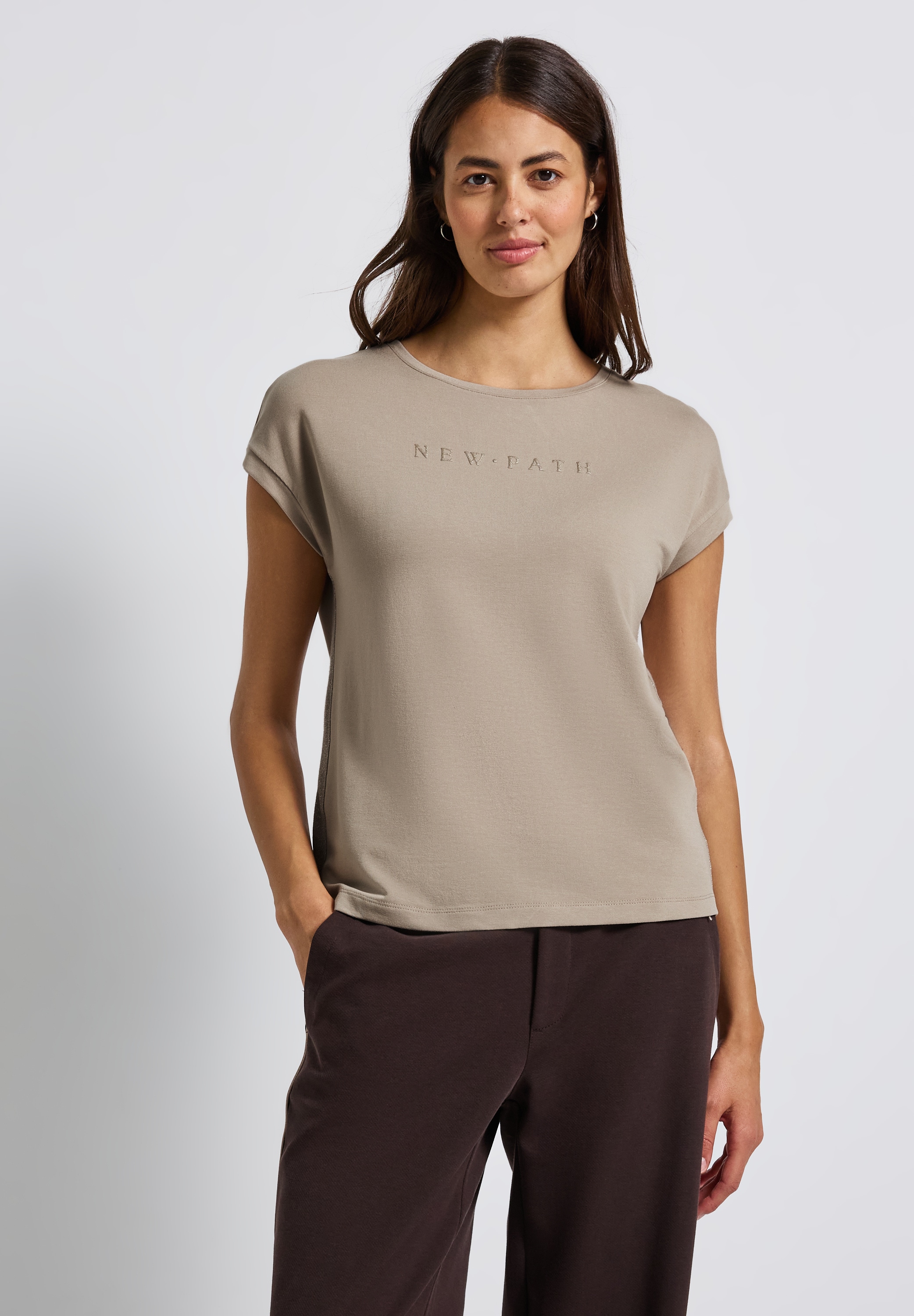 STREET ONE T-Shirt, mit Glitzer-Wording-Print günstig online kaufen