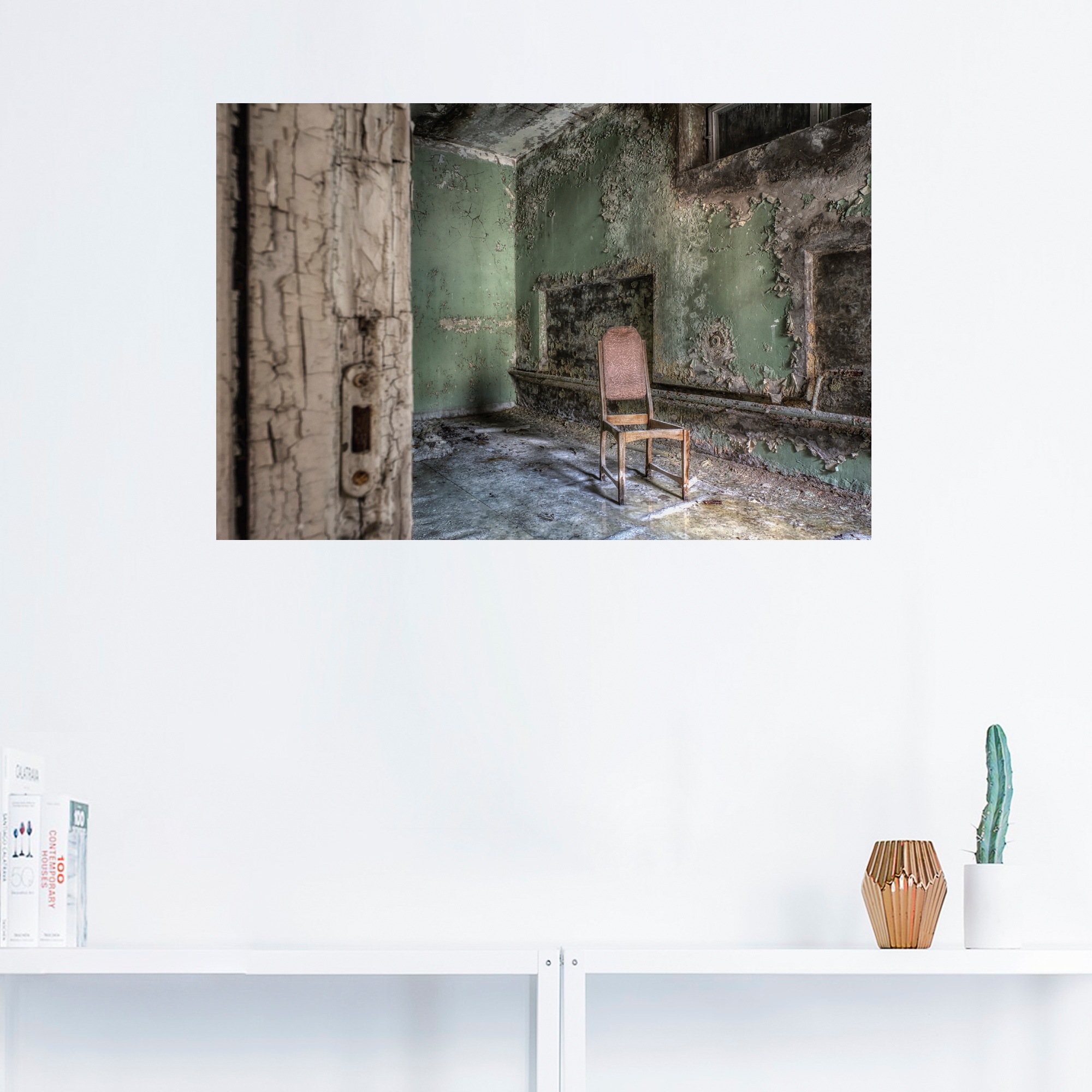 Artland Wandbild »Lost Place - einsamer Stuhl«, Fenster & Türen, (1 St.), als Alubild, Outdoorbild, Leinwandbild, Poster, Wandaufkleber