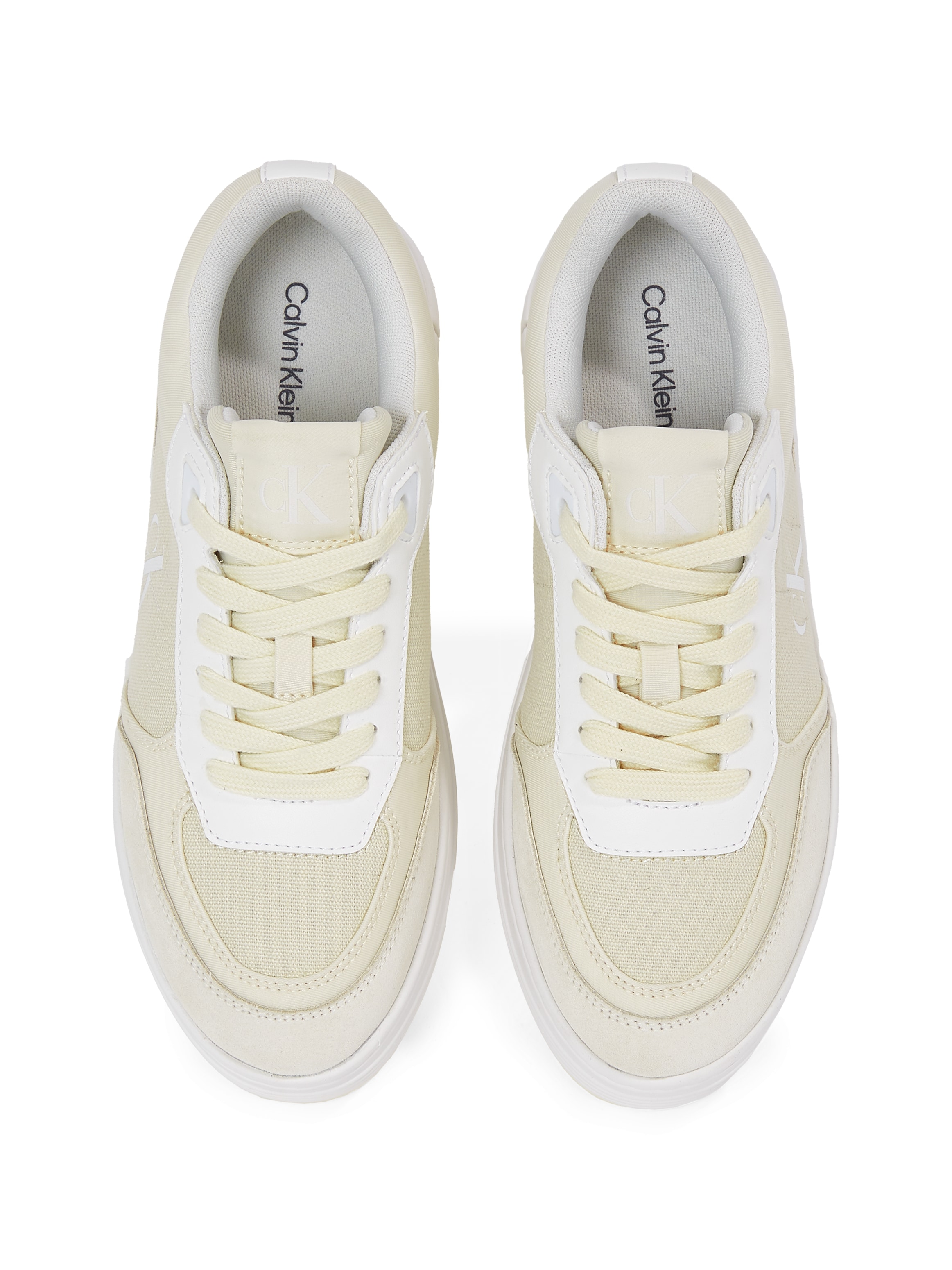 Calvin Klein Jeans Plateausneaker »BOLD FLATF LOW MIX MG MEDIA«, Schnürschuh, Freizeitschuh, Halbschuh mit seitlichem Logo