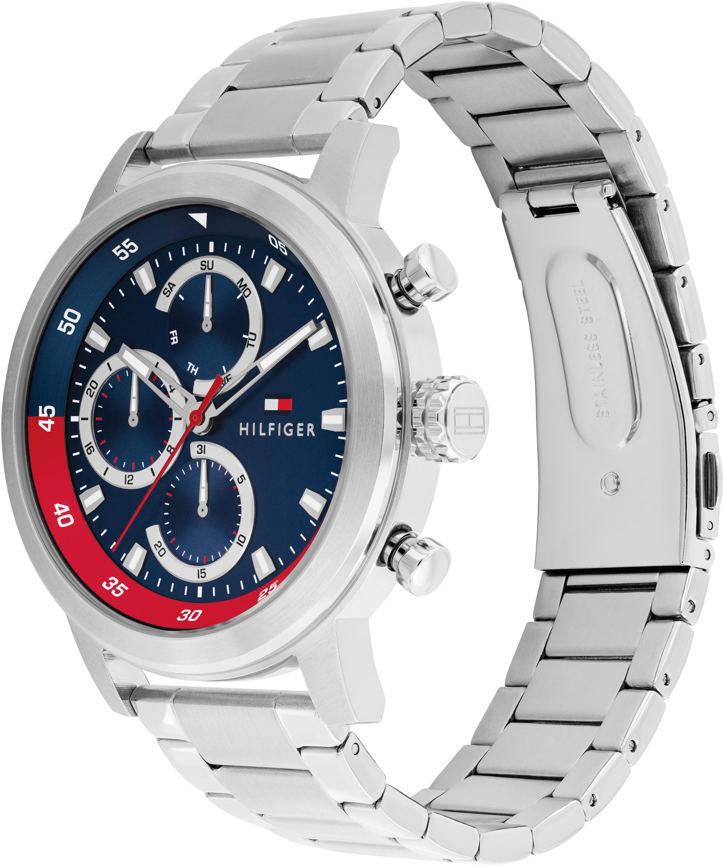 Tommy Hilfiger Multifunktionsuhr »Rocky«, Quarzuhr, Armbanduhr, Herrenuhr, Edelstahlarmband, analog
