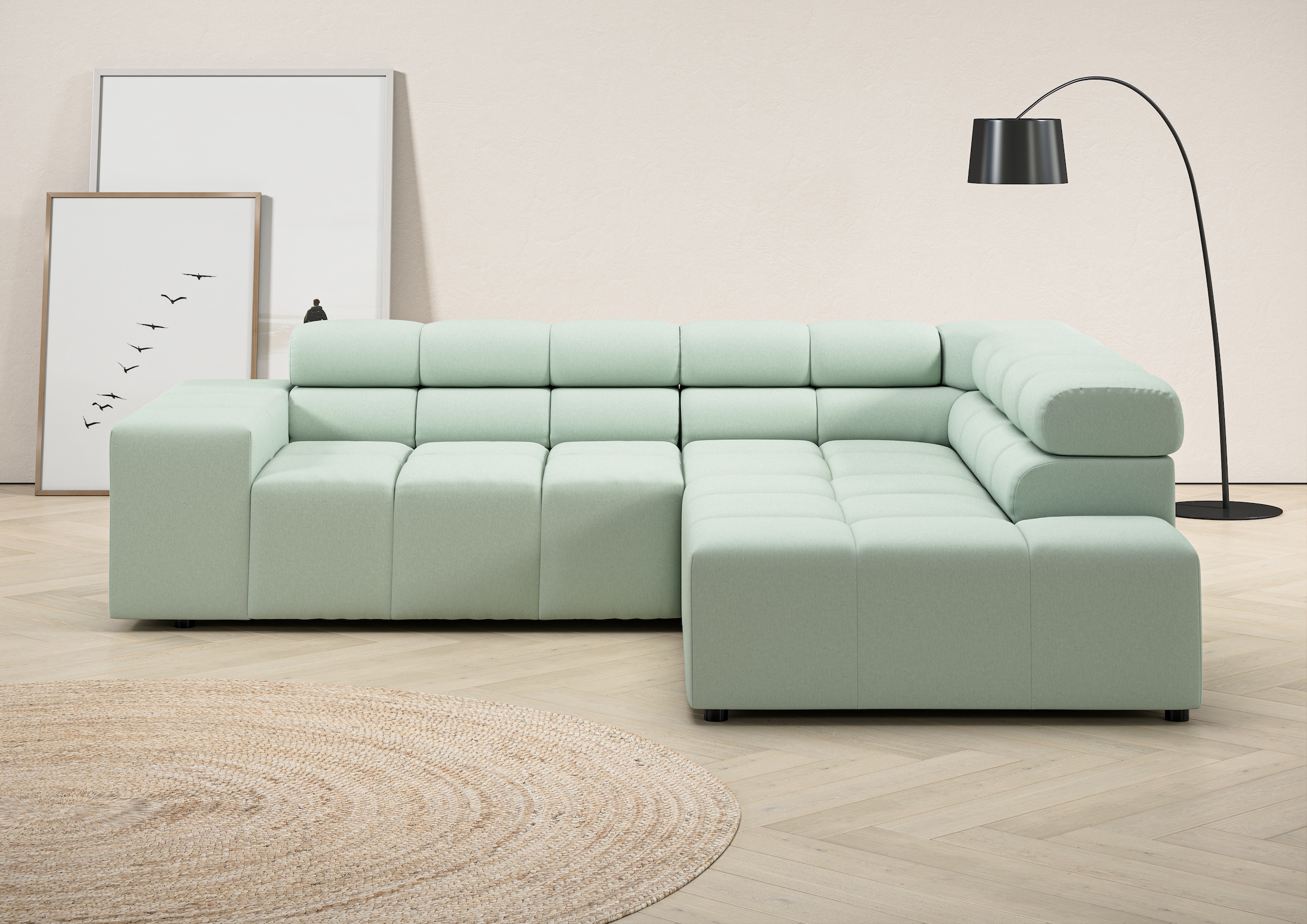 Home affaire Ecksofa "Ancona, Ecksofa, incl. Kopfteilverstellung, Breite 249 cm, L-Form" wahlweise motorische Sitztiefenverstellung, B/T(H: 249/215/70 cm