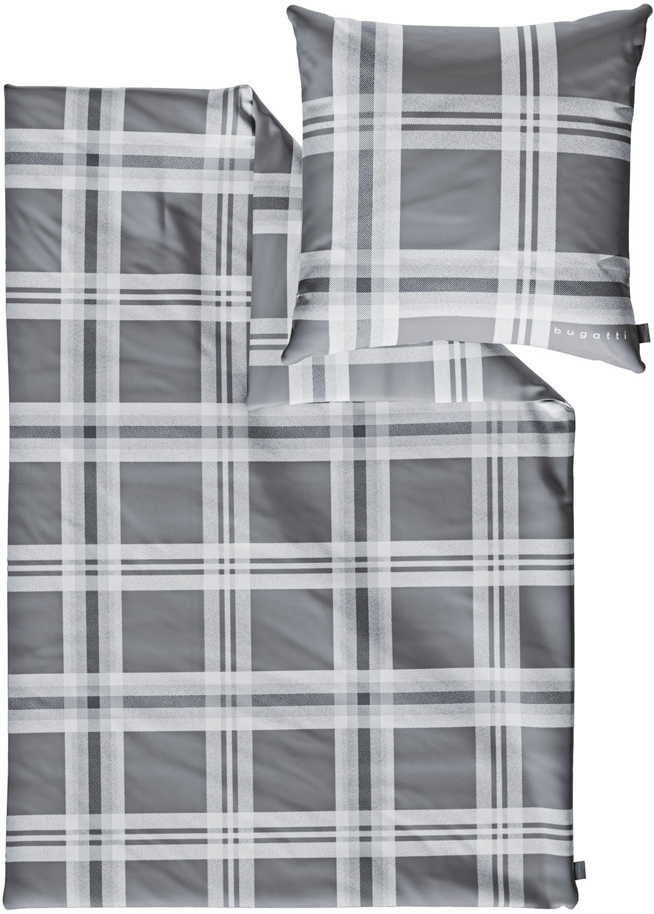 bugatti Bettwäsche "Satinbettwäsche bugatti" 2 Stk. tlg. mit elegantem Karo günstig online kaufen