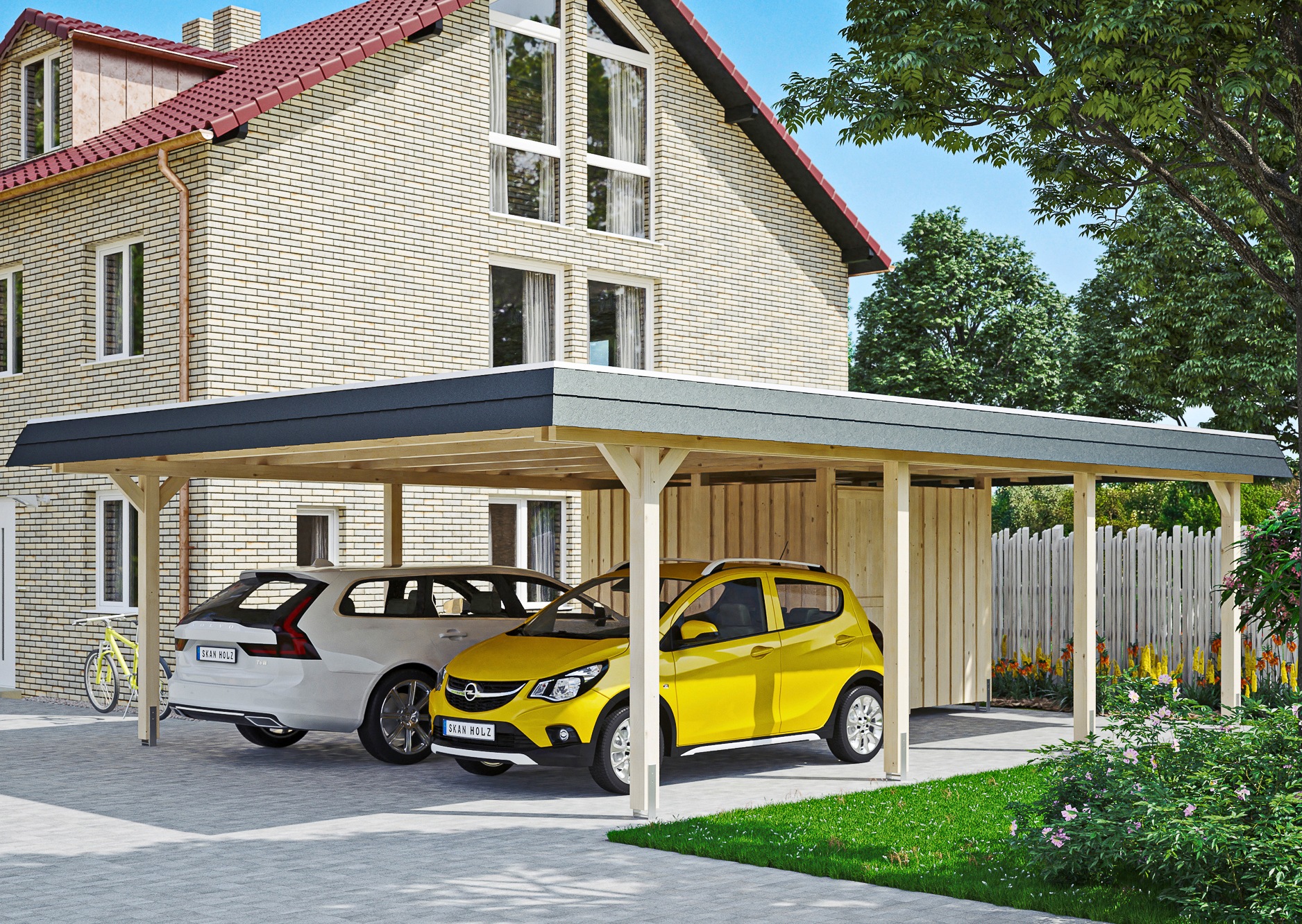 Skanholz Doppelcarport »Wendland« Leimholz 550 cm natur