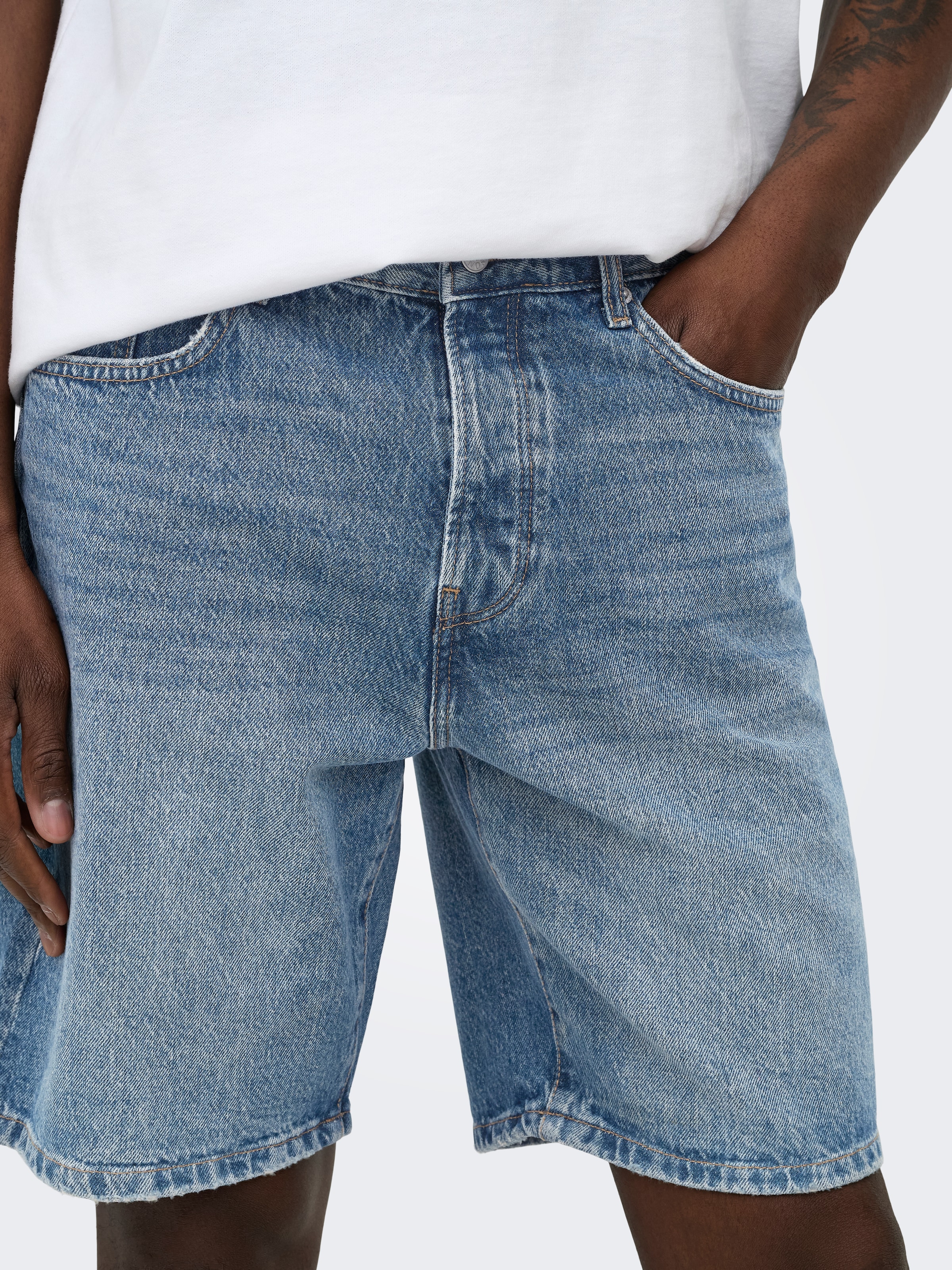 ONLY & SONS Jeansshorts »ONSEDGE MB GREEN 3227 TAI DNM SHORTS« Baumwolle, straight fit