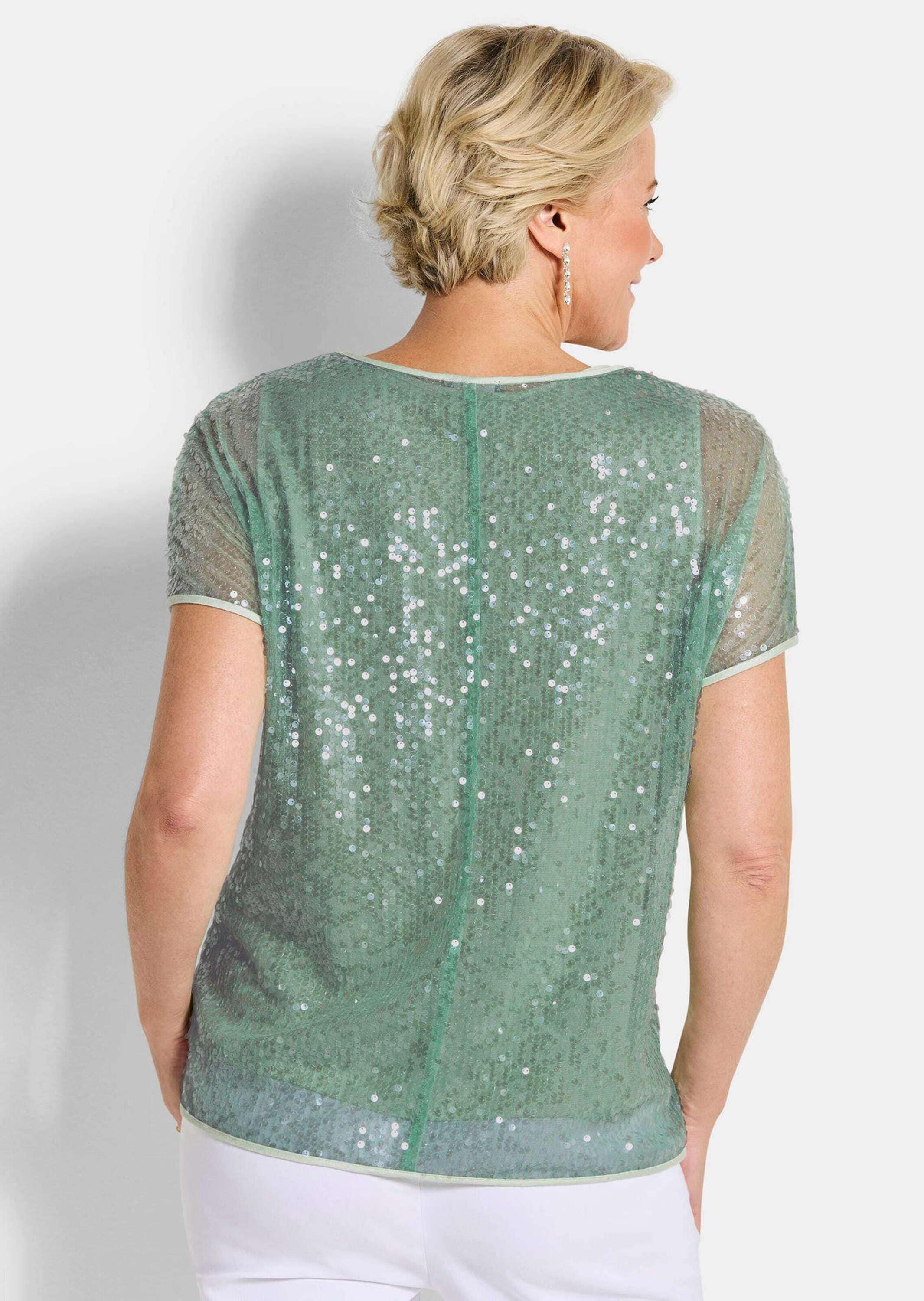 GOLDNER Satinbluse »Paillettenbluse mit Top aus Viskose-Satin«