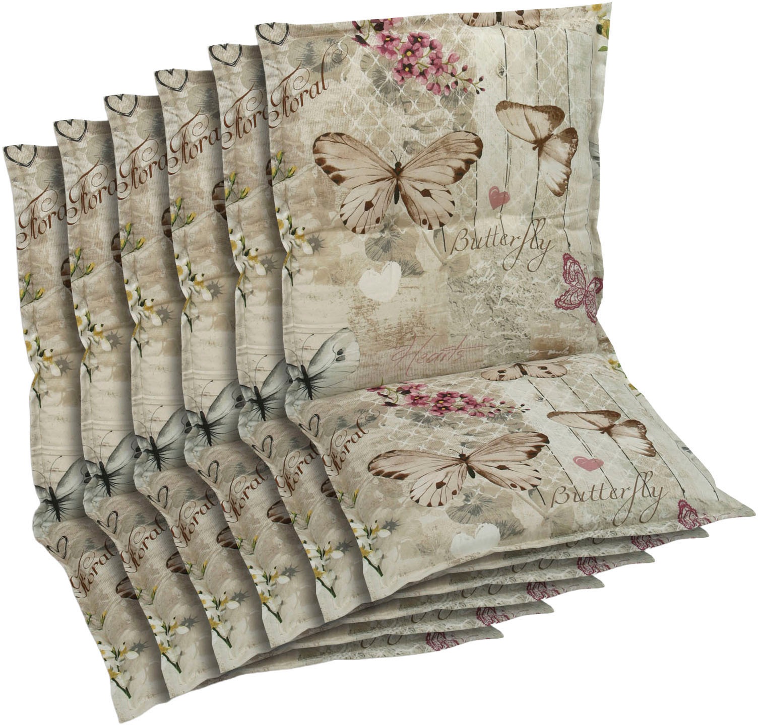 GO-DE Sesselauflage Schmetterling beige - Maße BxLxH ca.: 50 cm x 100 cm x günstig online kaufen