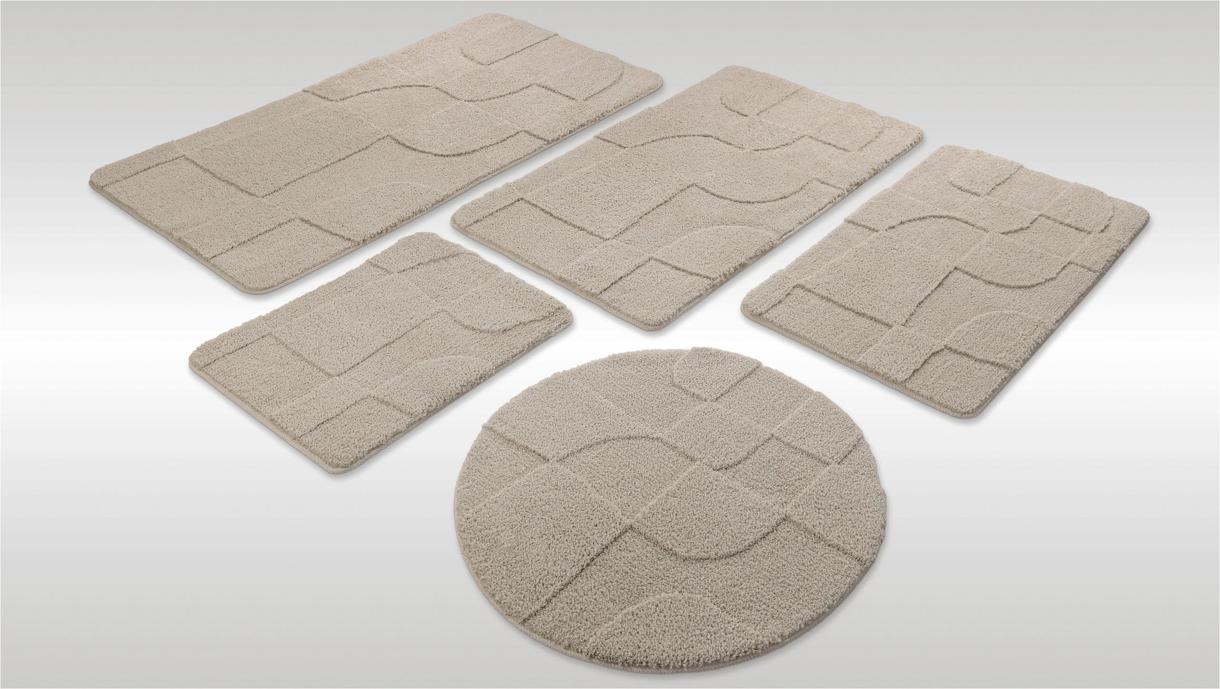 Wecon home "Davie" Höhe 25 mm rutschhemmend beschichtet schnell trocknend Badteppich, Hoch-Tief-Effekt, weich, rutschhemmend, waschbar, getuftet