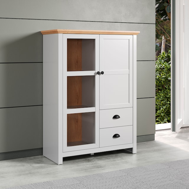 Home affaire Highboard »Herzwill«, Breite 97 cm, Höhe 130 cm, Stauraum,  Türen und Korpus, mattes Grau | BAUR