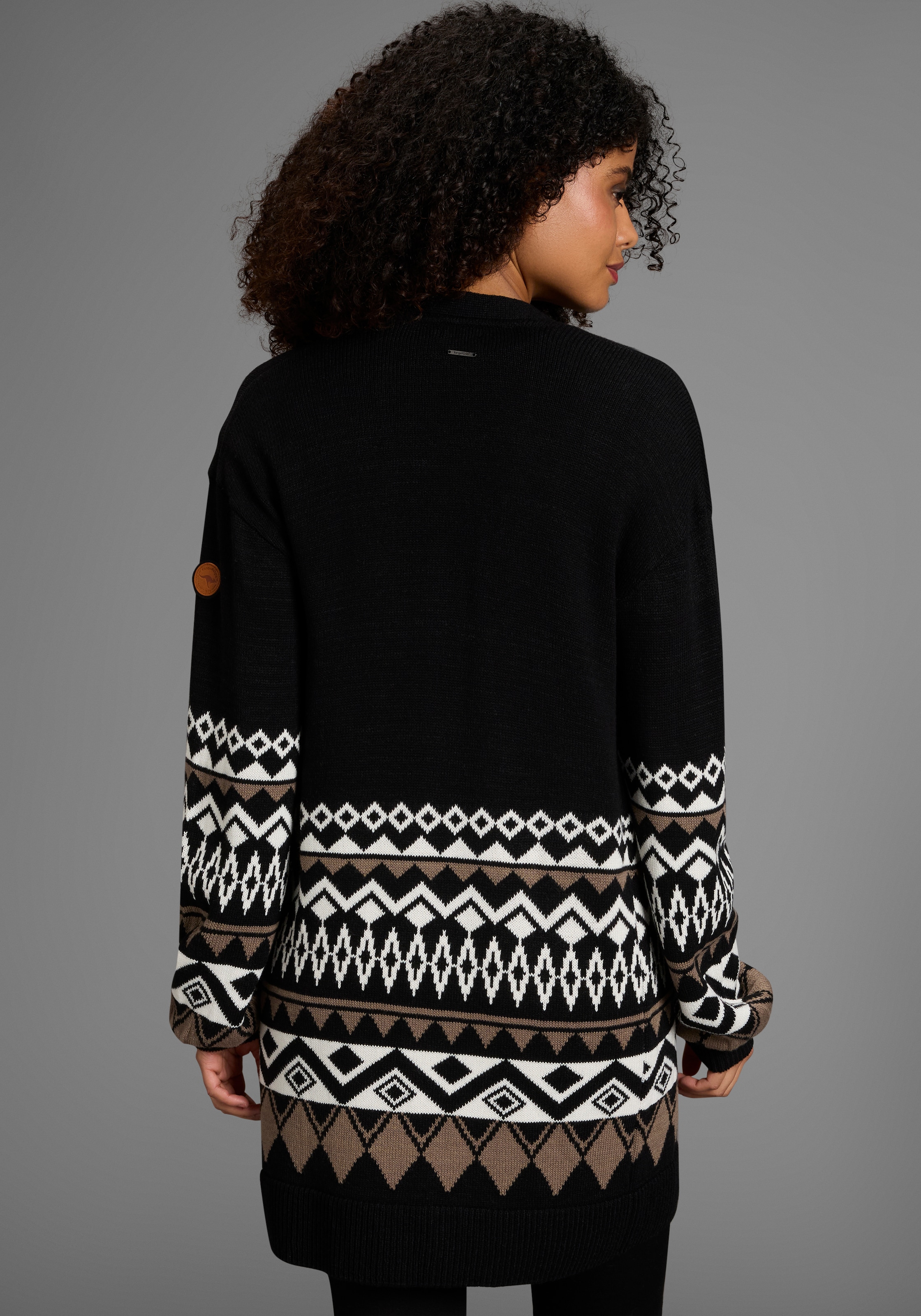 KangaROOS Longstrickjacke , in offener Form im Norweger Muster
