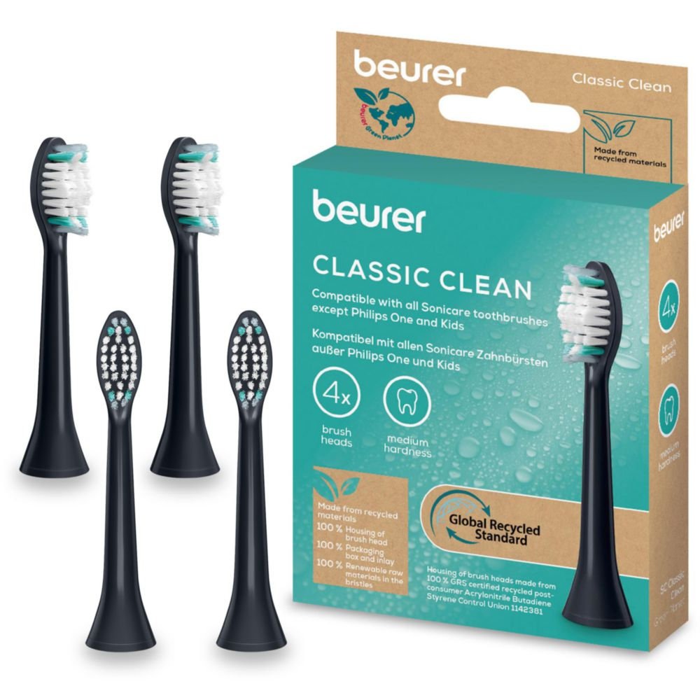 BEURER Aufsteckbürsten »SC Bürstenköpfe mit Indikatorborsten Classic Clean«, (4 Stück), Schalltechnologie für schonende und gründliche Zahnpflege