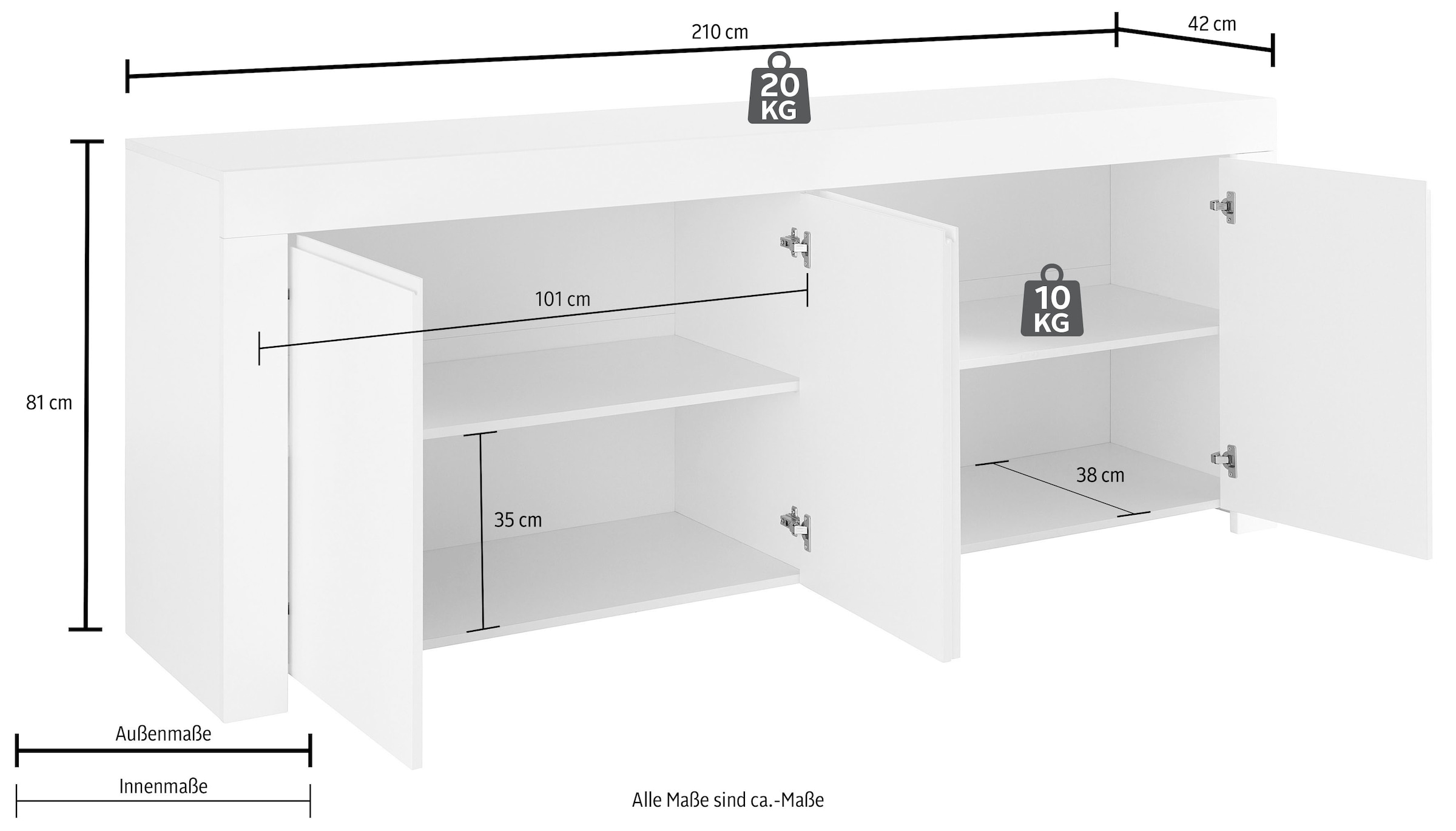 INOSIGN Sideboard »Firenze«, Breite 210 cm