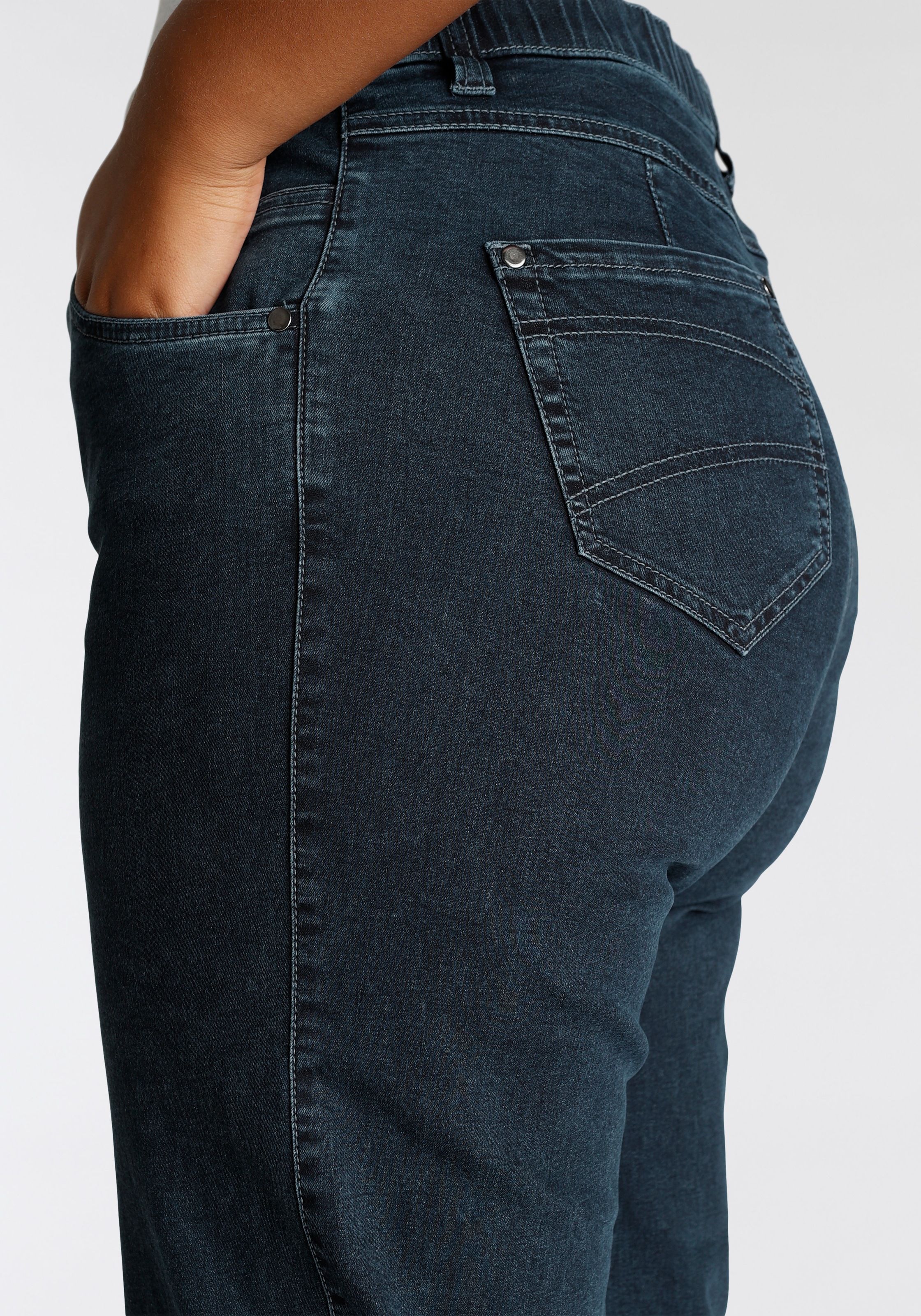 Straight-Jeans KJBRAND "Babsie", Damen, Gr. 48, N-Gr, blau (denim stoned), Denim/Jeans, Obermaterial: 78% Baumwolle, 18% Polyester, 4% Elasthan, unifarben, straight fit lang, Jeans Straight-Jeans, mit Stretch 3