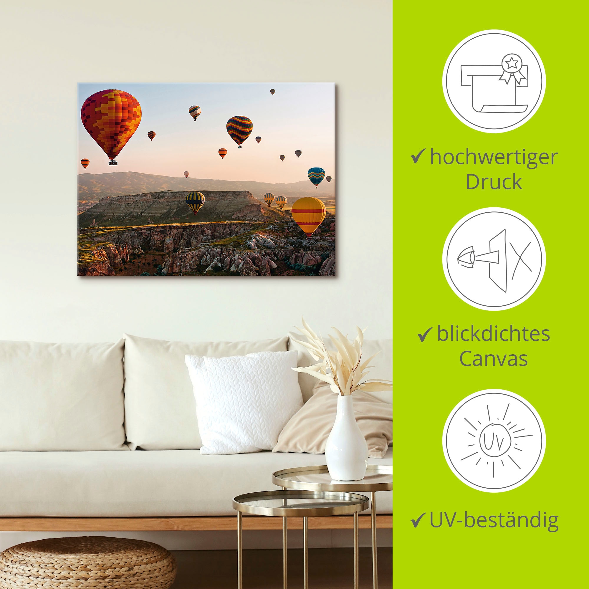 Artland Wandbild »Kappadokien Ballonfahrt«, Ballonfahren, (1 St.), als Leinwandbild, Poster in verschied. Größen
