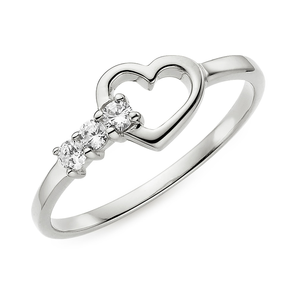 Fingerring "Schmuck Geschenk Silbering mit Herzchen" Gr. 58, silberfarben, kristallweiß, ANISTON JEWELRY & WATCHES, Fingerringe, Damen, 58, Silber 925 (Sterlingsilber), 1,6mm, Fingerring, mit Zirkonia (synth.)