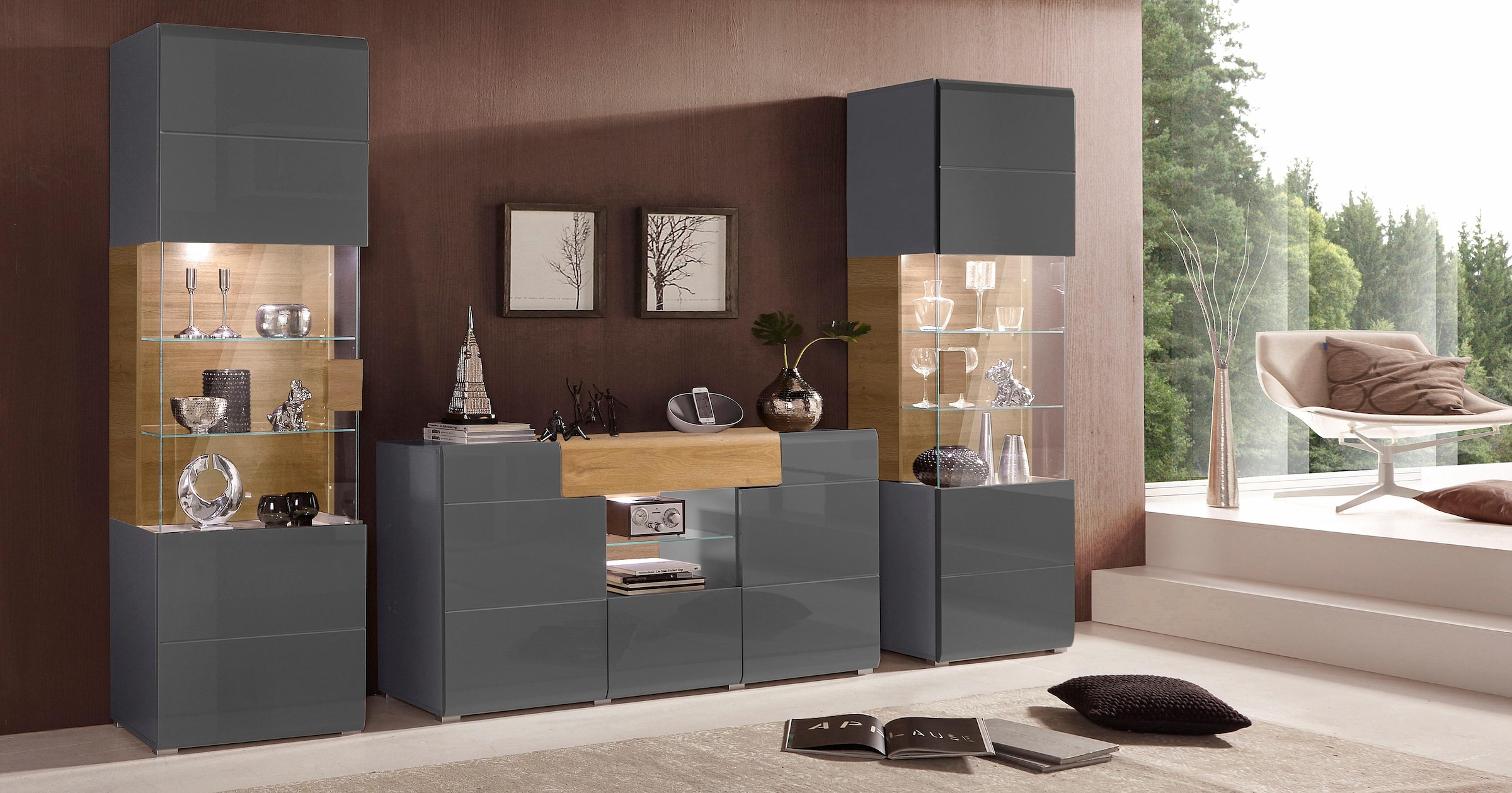 INOSIGN Sideboard »Toledo,Breite 159cm,moderne Anrichte mit dekorative Fräsungen,grifflos«, Kommode viel Stauraum, Einlegeböden verstellbar,ohne Beleuchtung