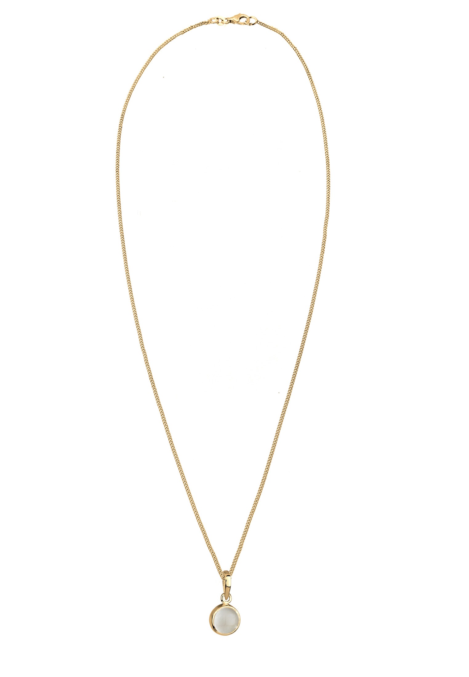 Collier ELLI Classique Pierre de Lune Rond Or Argent Massif Taille 55 2