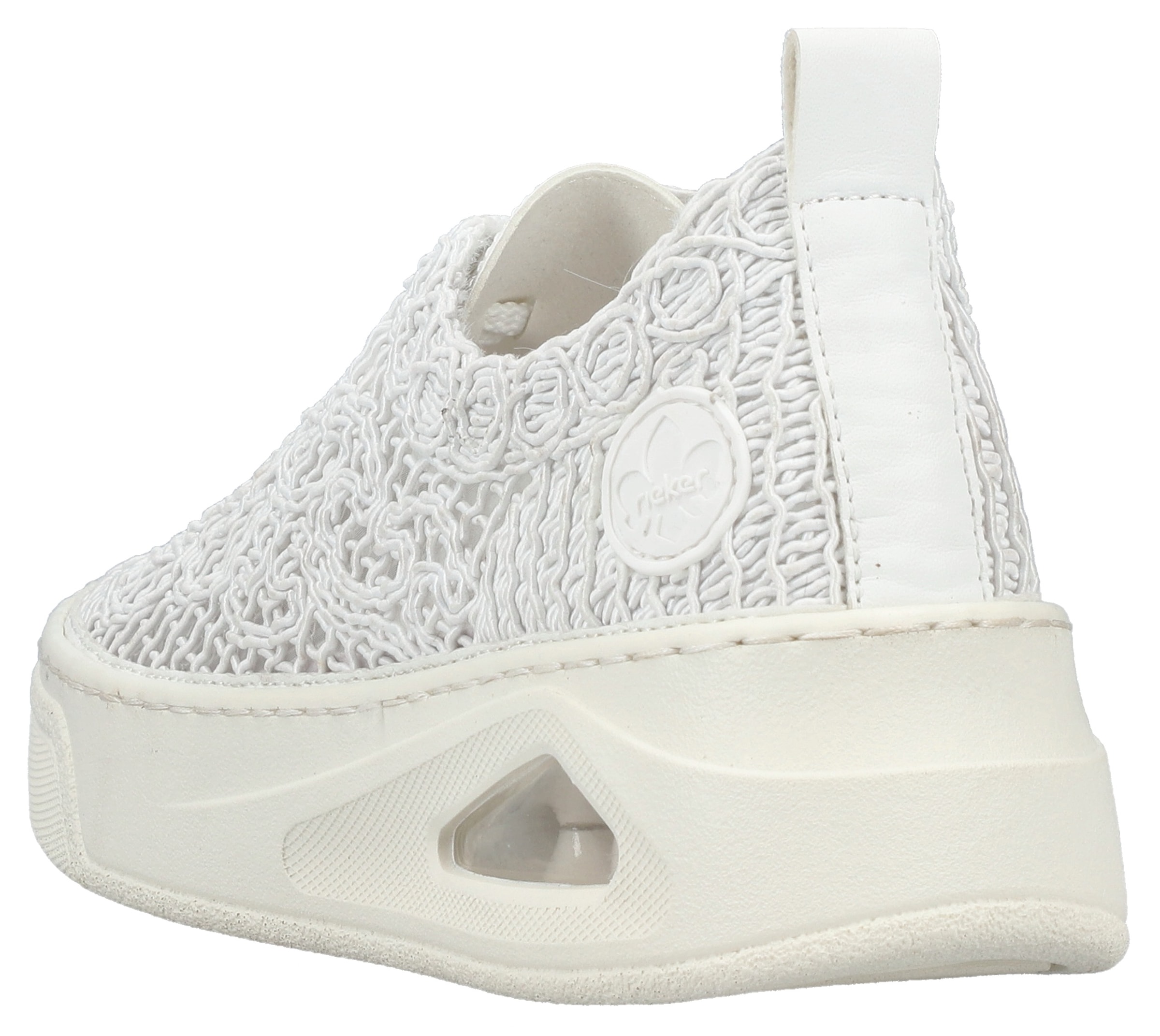 Rieker Plateausneaker, Schnürschuh, Halbschuh in sommerlicher Makramee-Optik