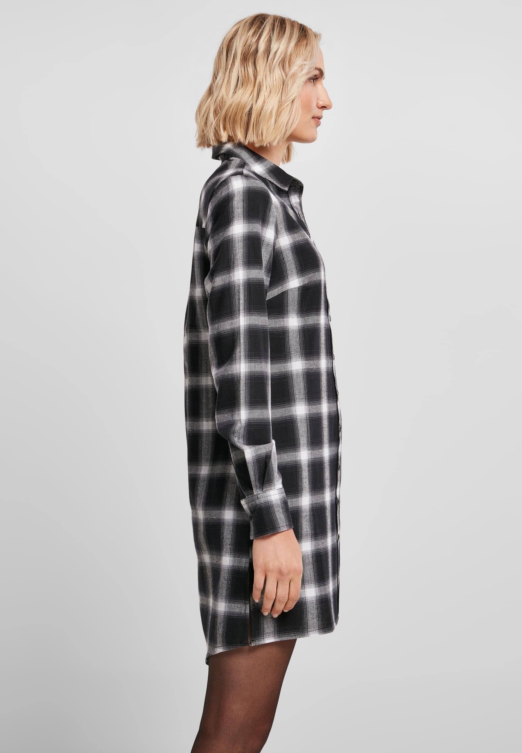 URBAN CLASSICS Shirtkleid »Urban Classics Damen Ladies Cotton Check Shirt Dress« 1 Stk. tlg.