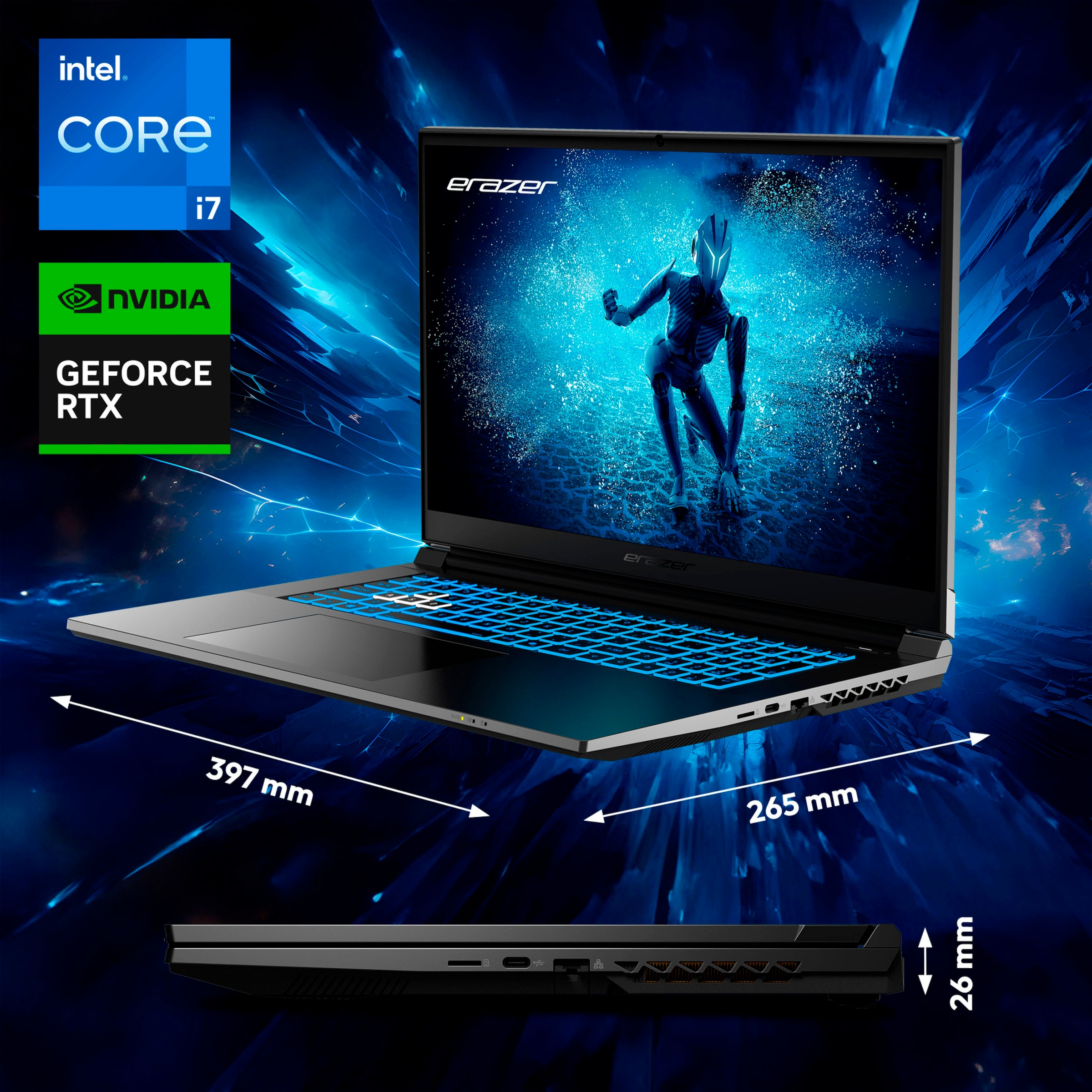 Medion® Gaming-Notebook »ERAZER Defender P50i (MD62678)«, 43,9 cm, / 17,3 Zoll, Intel, Core i7, GeForce RTX 4060, 1000 GB SSD