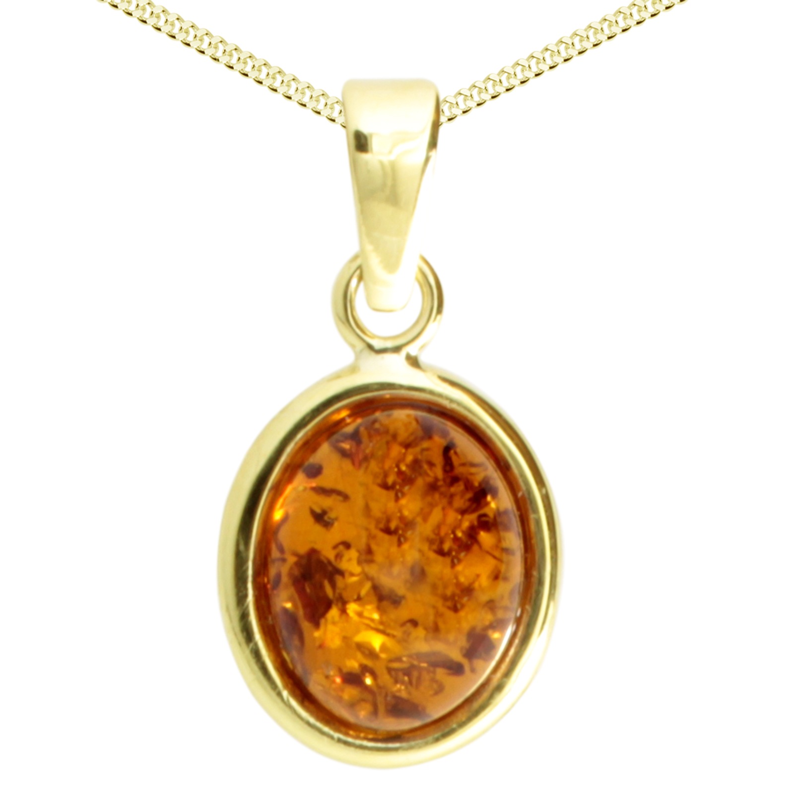 Kette und Anhänger Set OSTSEE-SCHMUCK "- Classic 10x8 mm - Gold 333/000 - Bernstein" Gr. 45, gold (gold 333, goldfarben, gelb), Schmuck_Sets, Damen, 45, Gelbgold 333