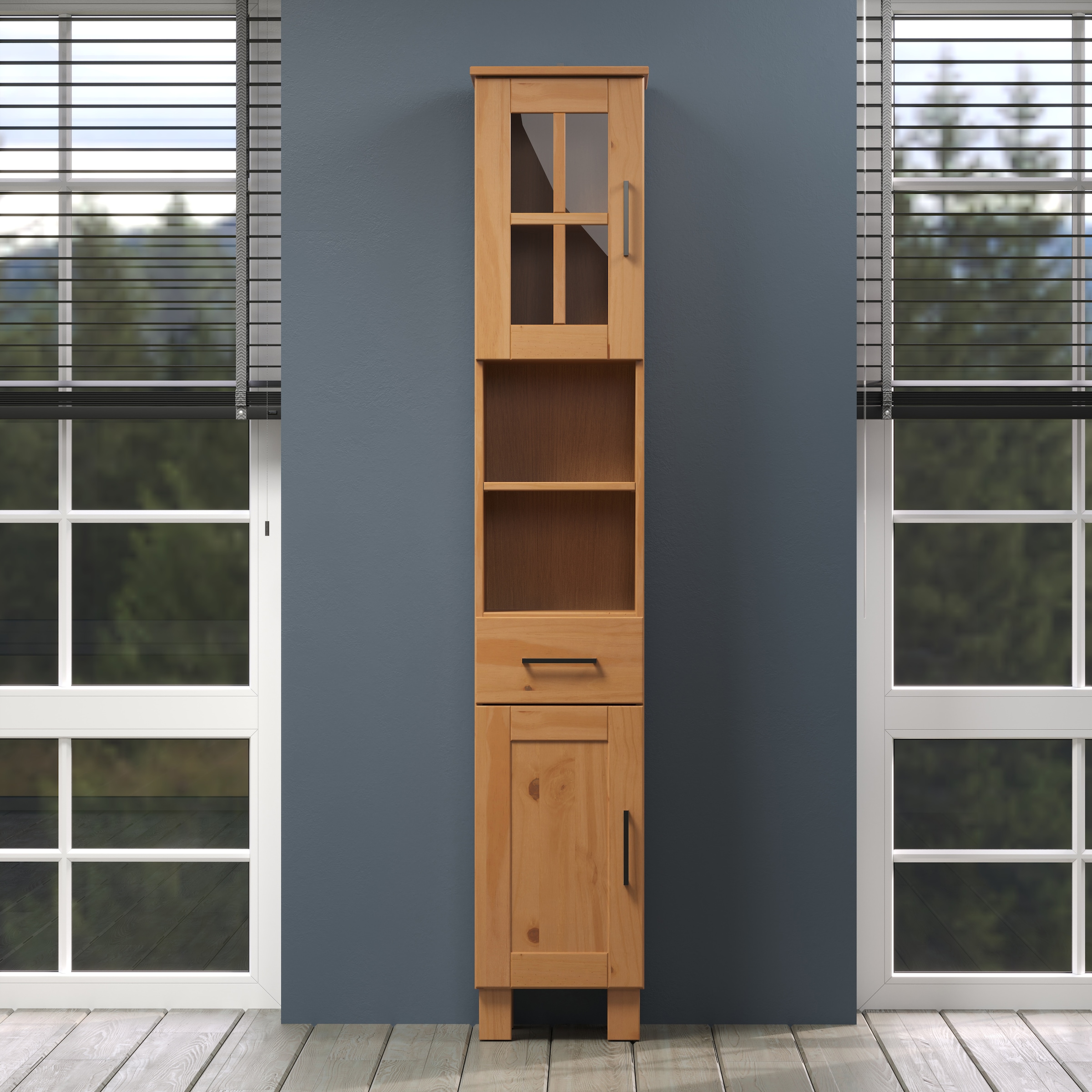 Hochschrank »Ulea«, (1 St.), Badschrank aus Massivholz mit Schubkasten - Maße (B/T/H)...