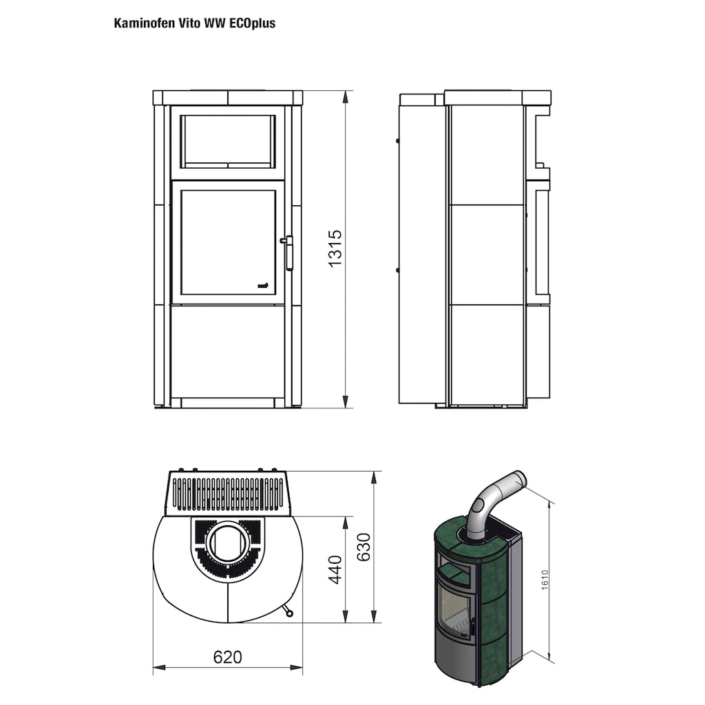 HARK Kaminofen »Vito WW GT ECOplus 14,2 KW«, creme