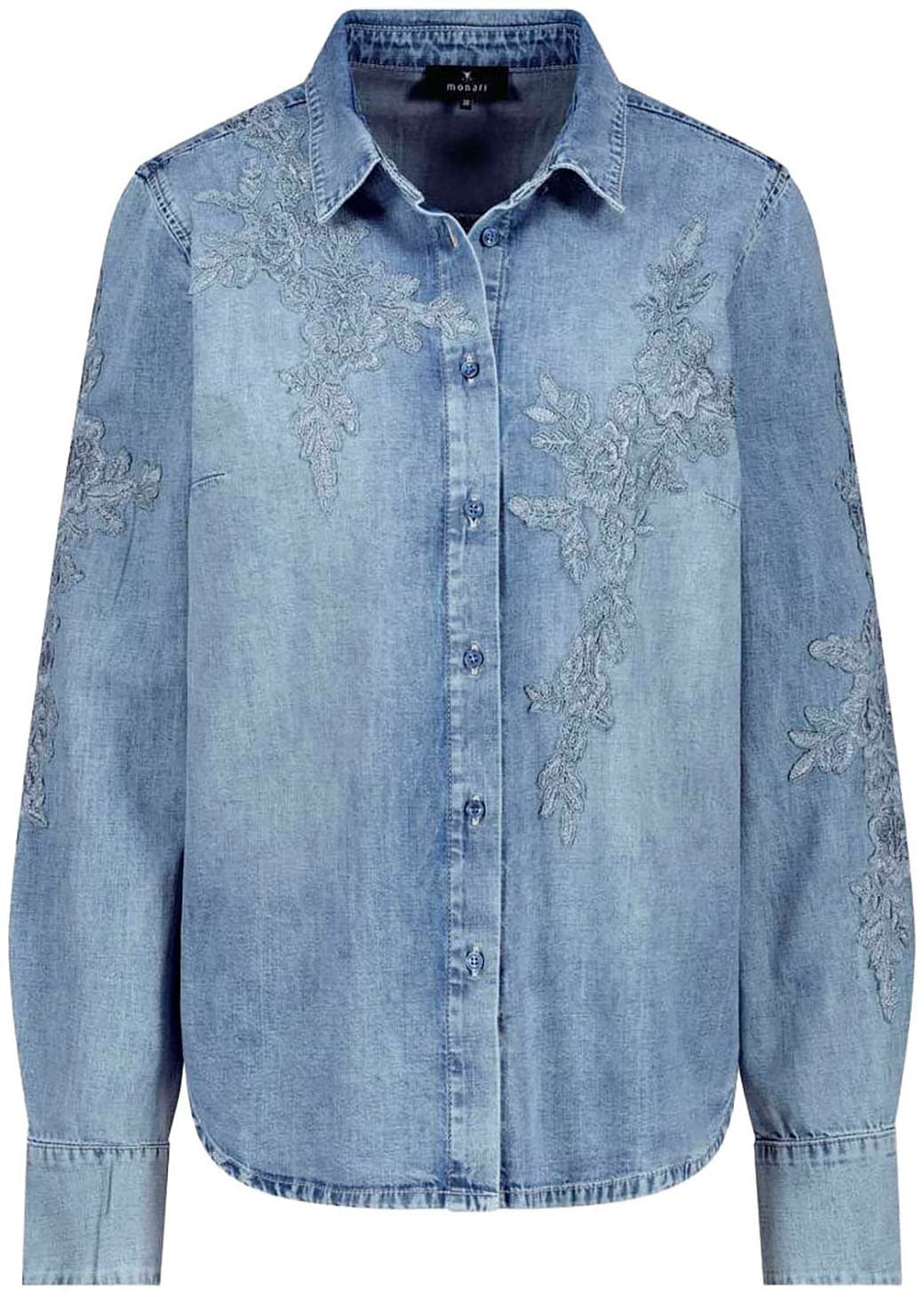 Monari Jeansbluse, mit Stickerei