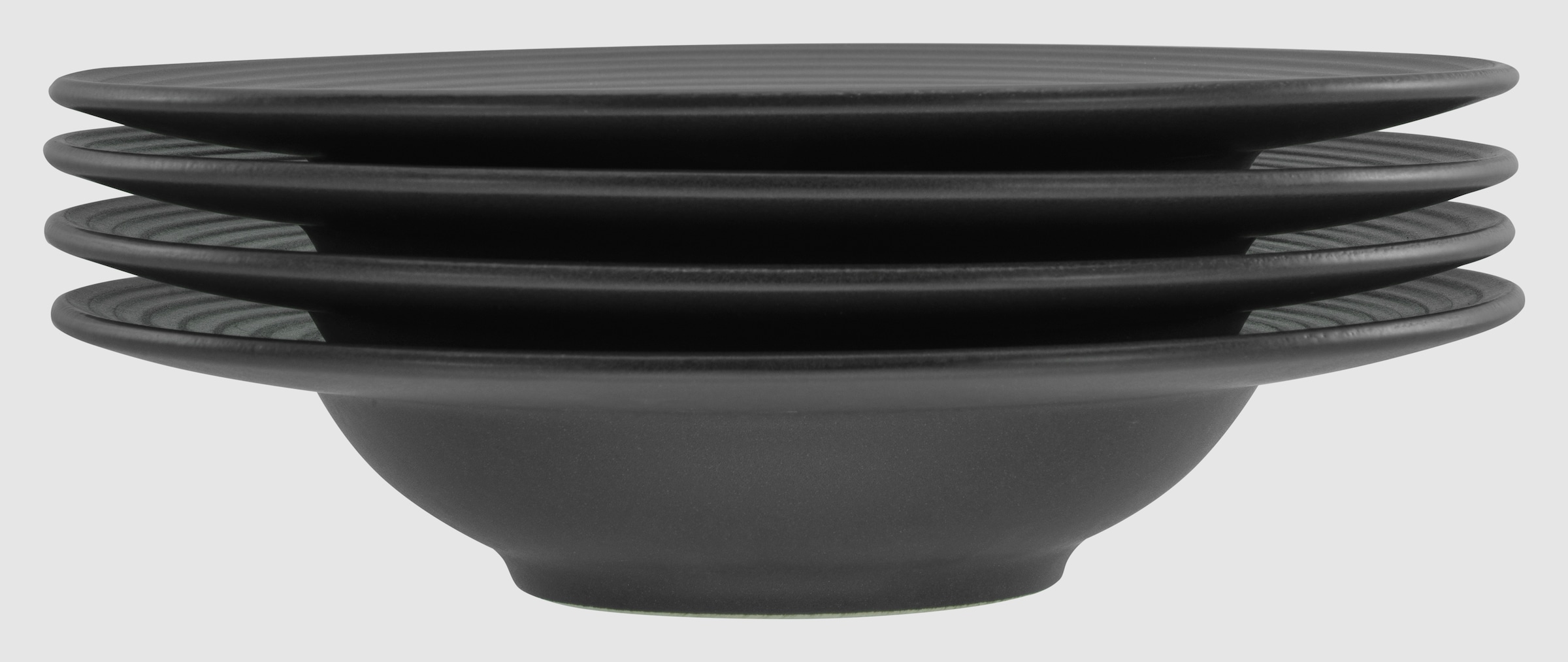 CreaTable Pastateller »Lava Stone Black, Pasta Gourmetteller Set 4-tlg«, (Set, 4 St.), Seidenmatte Glasur