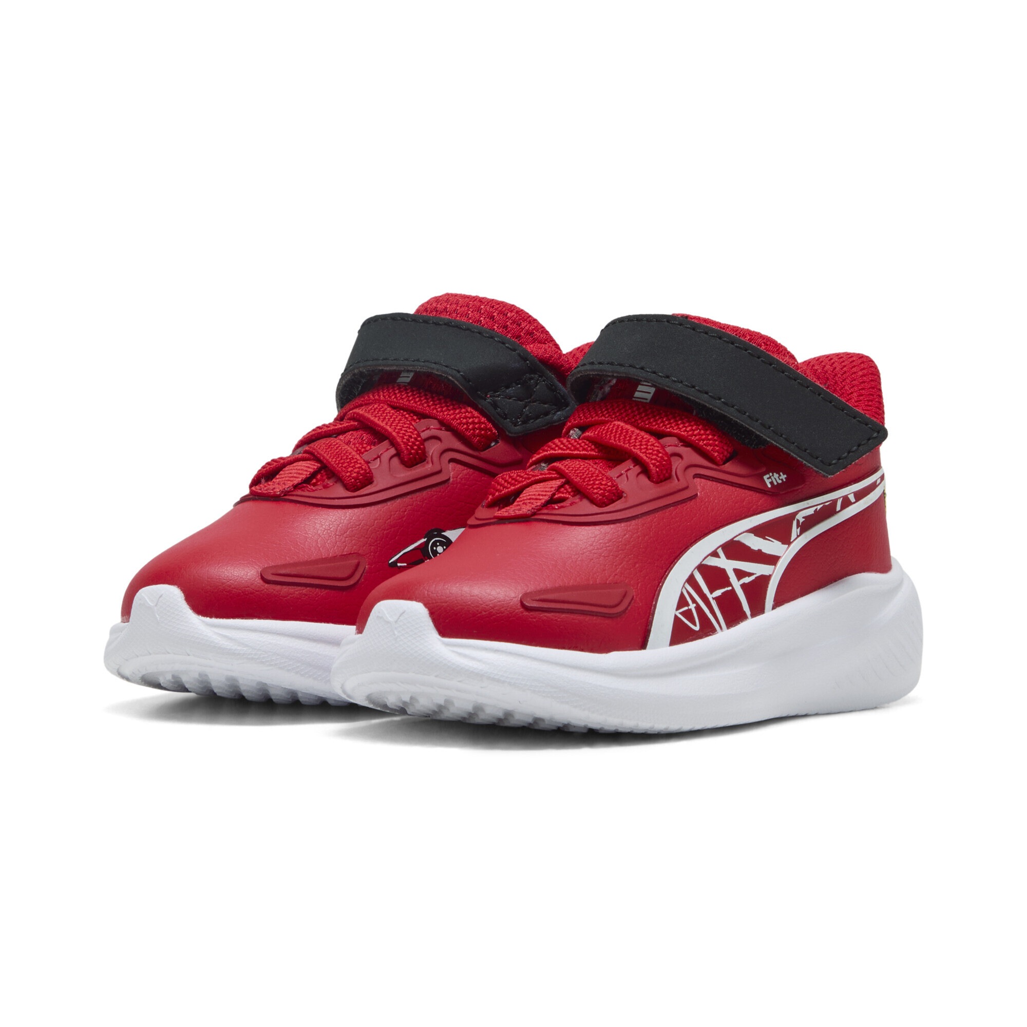 Sneaker PUMA "Scuderia Ferrari Skyrocket Sneakers Kinder", Kinder, Gr. 24, rosso corsa weiß rot, Obermaterial: Synthetik, Textil; Futter: Textil; Innensohle: Textil; Laufsohle: Synthetik, Schuhe Sneaker