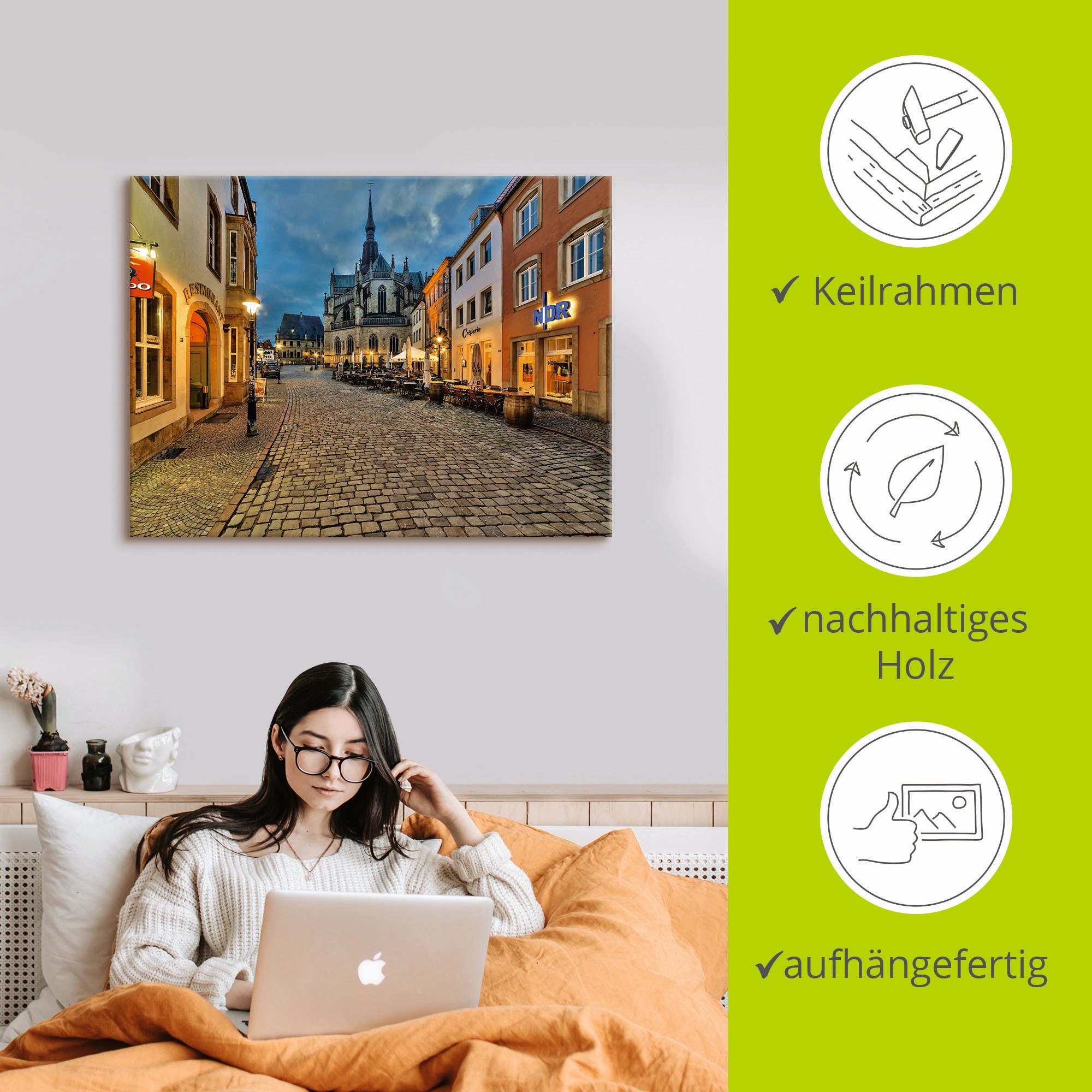 Artland Wandbild »Osnabrück, Blick auf die Marienkirche«, Deutschland, (1 St.), als Leinwandbild, Poster in verschied. Größen