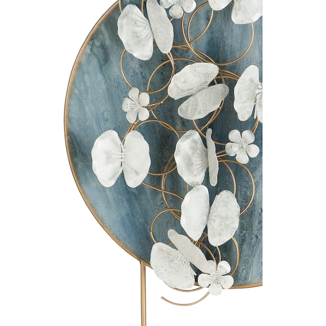 Casablanca by Gilde Dekofigur »Dekoobjekt Blossoms, blau/gold«, Dekoobjekt,  aus Metall, Höhe 65 cm, Scheibe mit Blumen, Wohnzimmer kaufen | BAUR