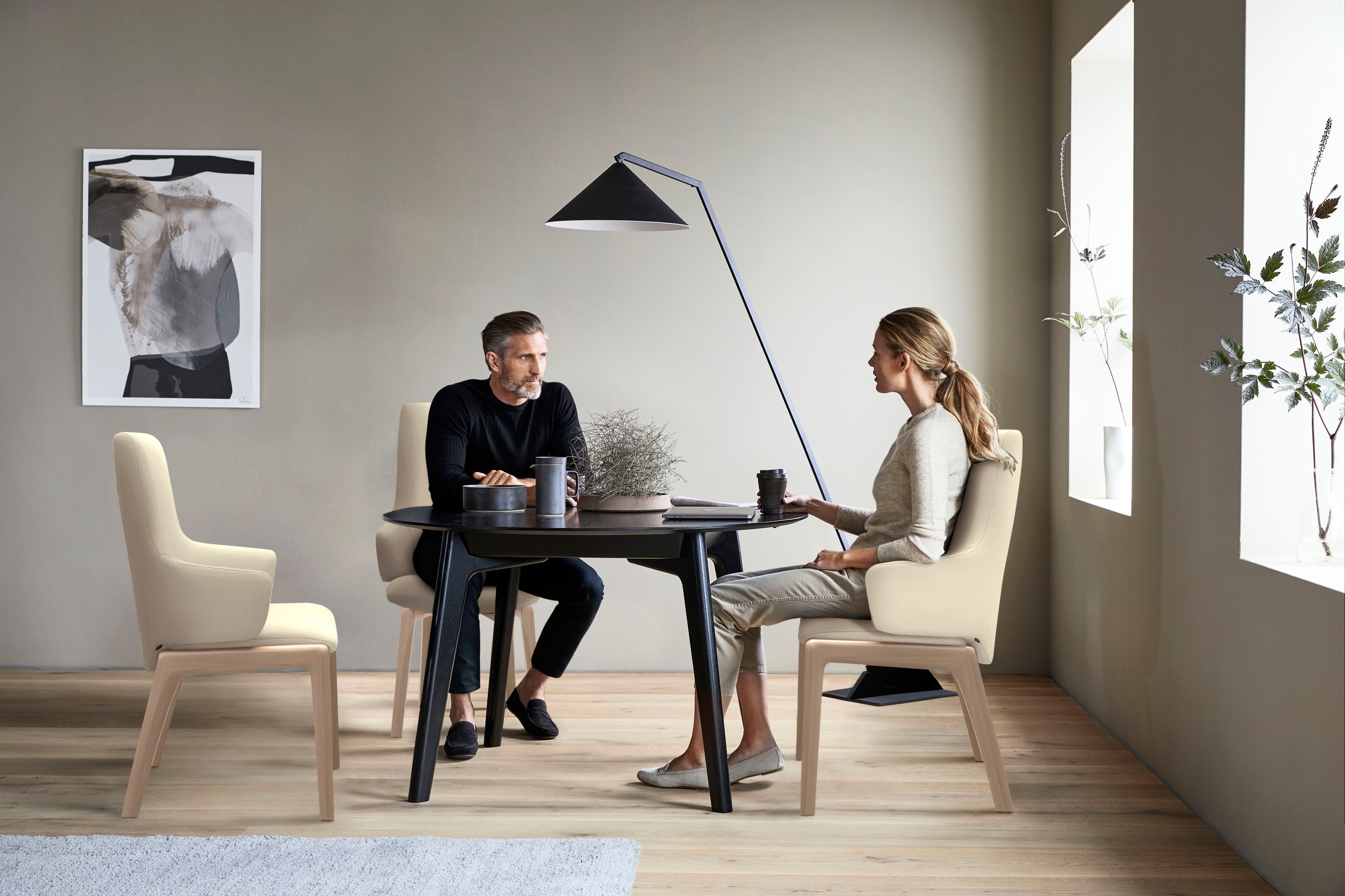 Stressless® Polsterstuhl »Laurel«, Leder BATICK, High Back mit Armlehne, Größe L, mit abgerundeten Beinen in Eiche