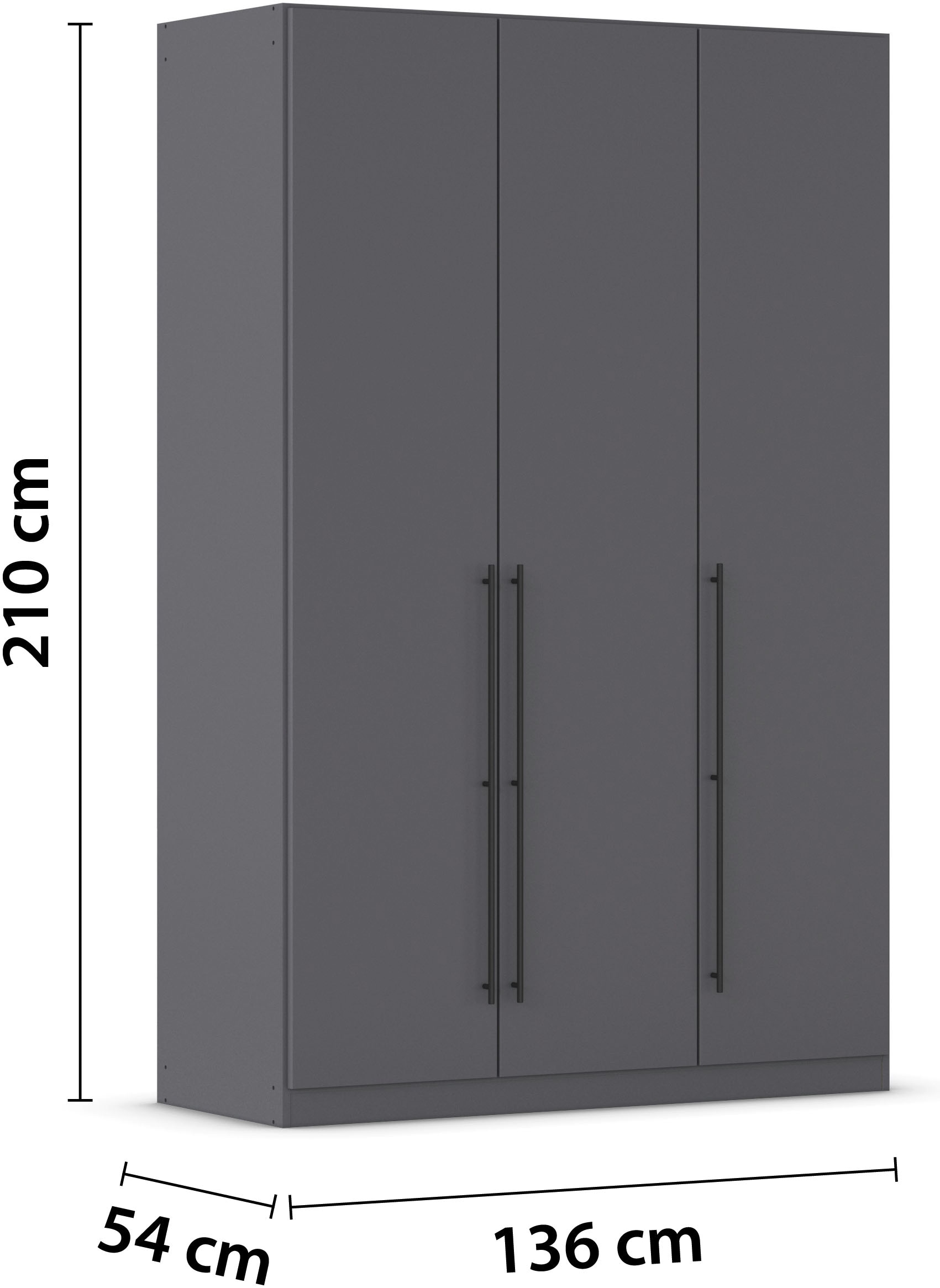 rauch Kleiderschrank, (in 3 verschiedenen Ausstattungen BASIC/CLASSIC/PREMIUM), mit hochwertigen Stangengriffen in Schwarz aus Metall MADE IN GERMANY