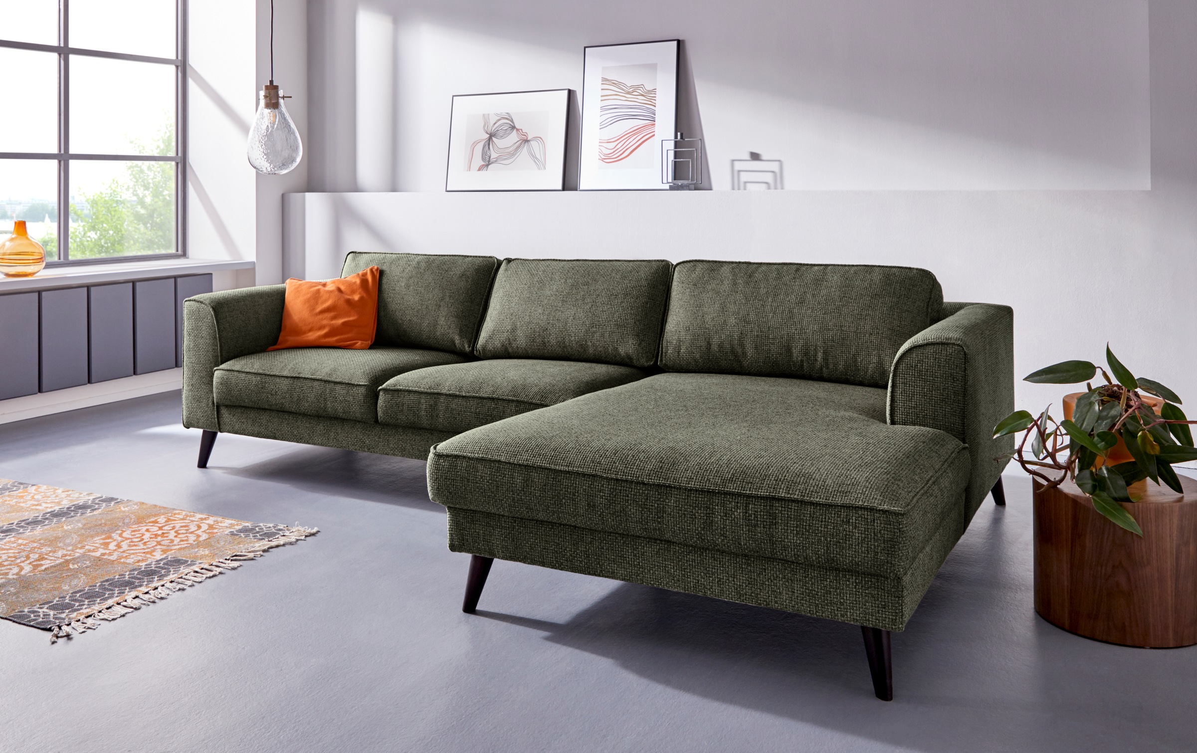 INOSIGN Ecksofa "Lumber Jack, elegant und bequem, Breite 280, hoher Fuß, L- günstig online kaufen