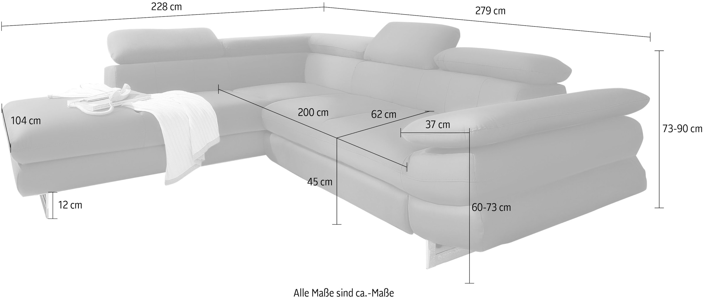 INOSIGN Ecksofa »Solution L-Form«, mit Arm- & Kopfteilverstellung, wahlweise mit Bettfunktion