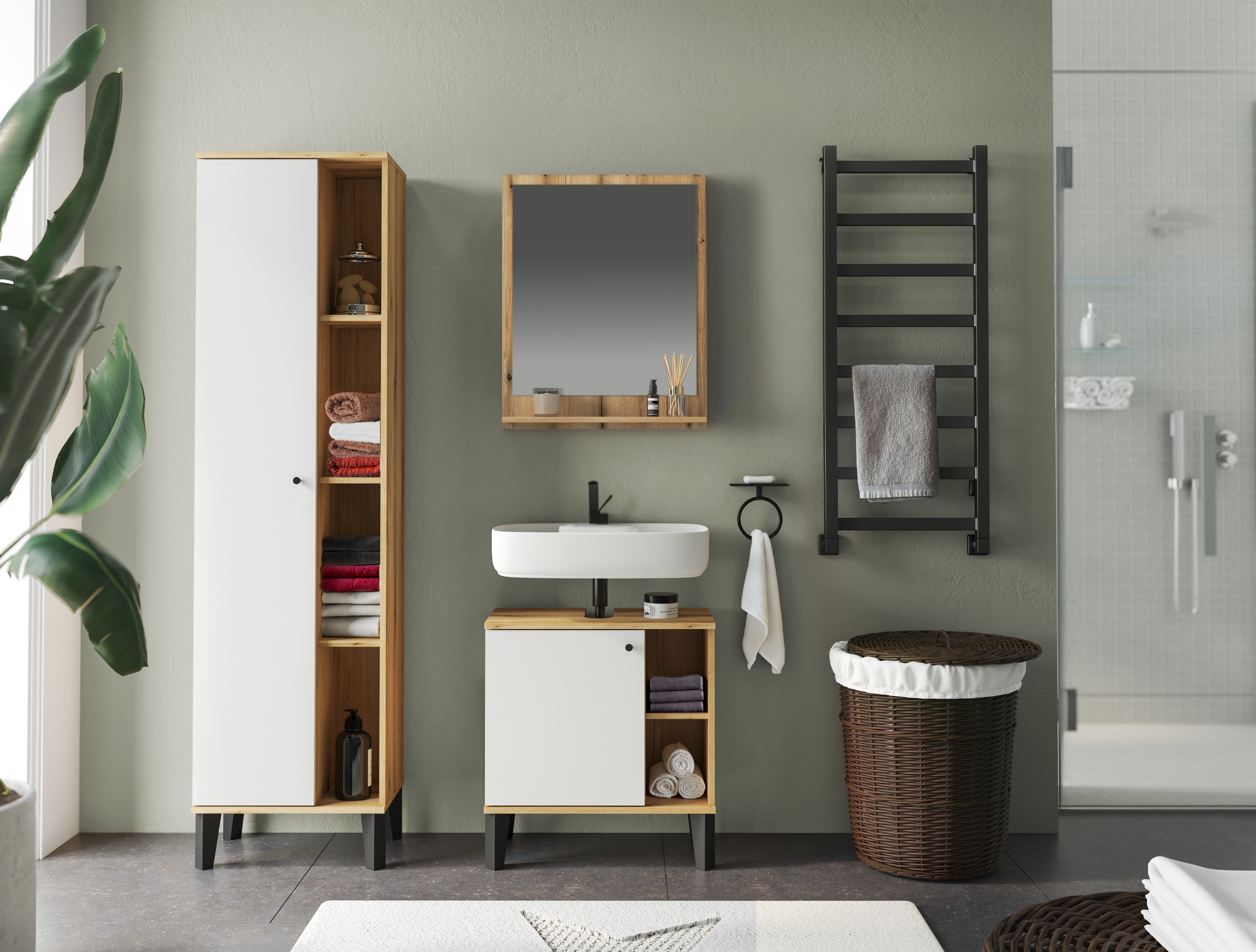 INOSIGN Badmöbel-Set "OSLO, Bad im skandinavischen Design" Set, 3 Stk. tlg. günstig online kaufen