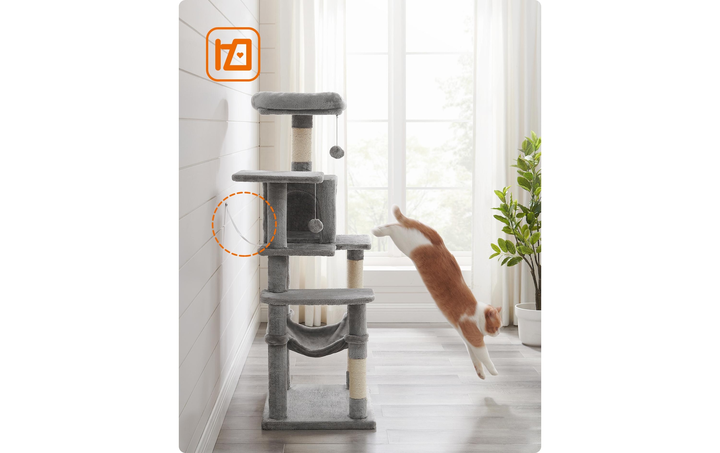 FEANDREA Kratzbaum »143 cm, Grau/Beige« 143 cm hoch