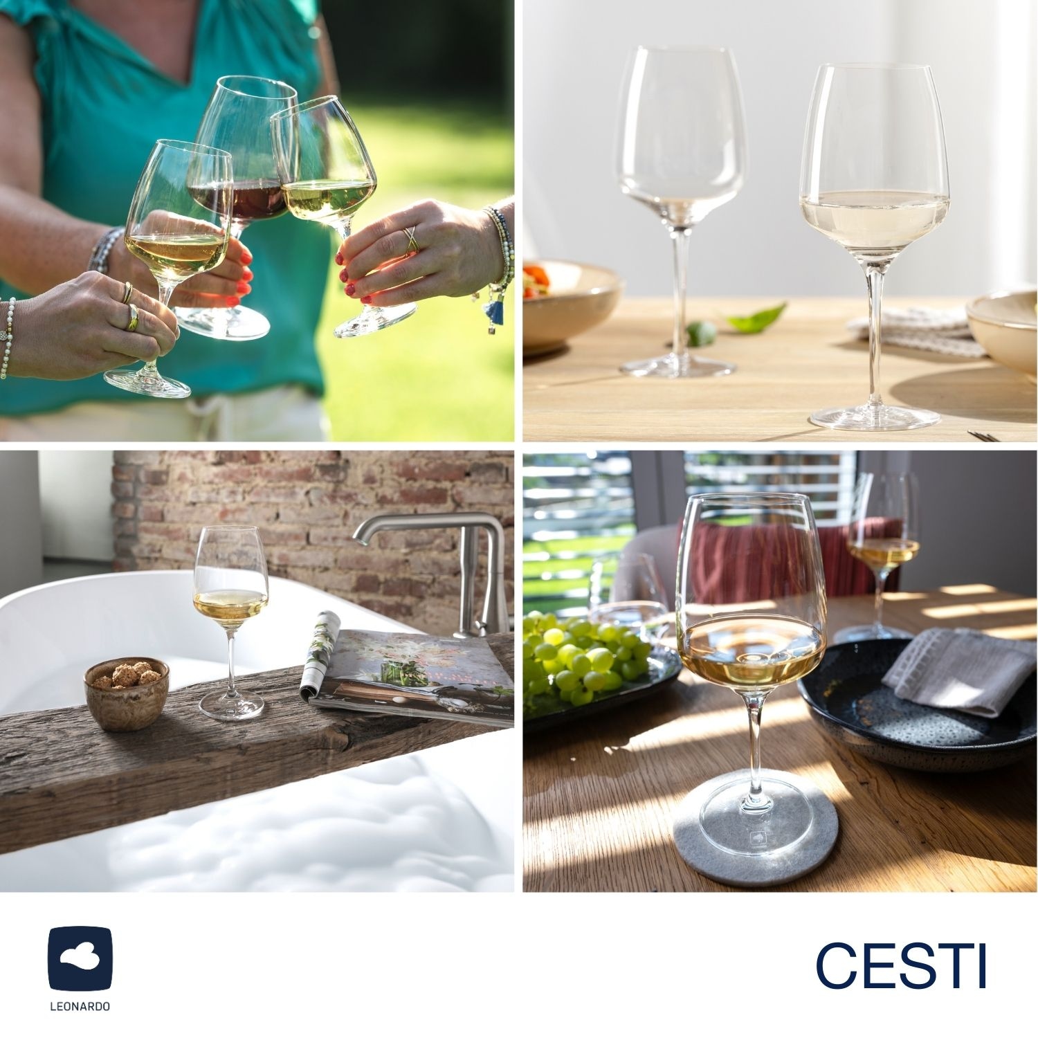 LEONARDO Weißweinglas »6 Weingläser CESTI + Poliertuch«, (Set, 7 tlg.), 6 Weißwein-Gläser mit Poliertuch