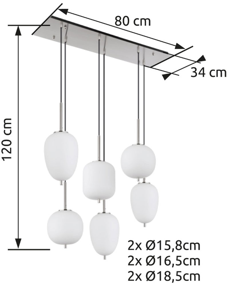 GLOBO LIGHTING Hängeleuchte »BLACKY I« E14 1 Stk. Hängelampe Glas opal unterschiedliche Gläser Esszimmer Esstisch