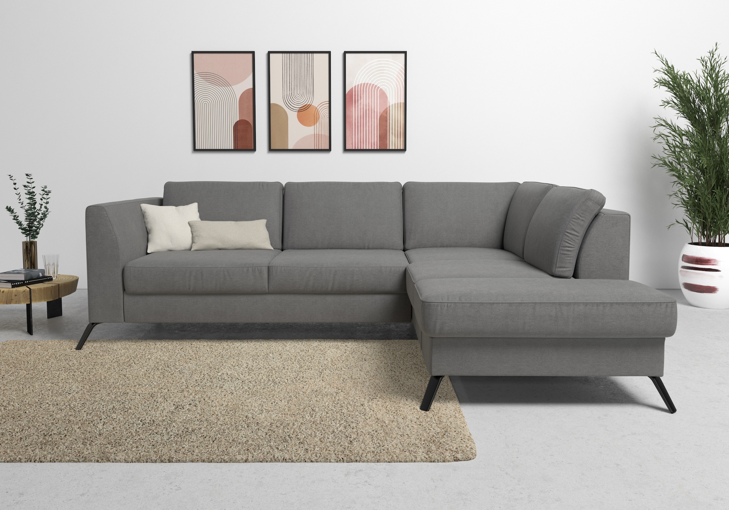 sit&more Ecksofa "Olsen L-Form" inklusive Sitztiefenverstellung, optional Schlaffunktion, 15cm hoch