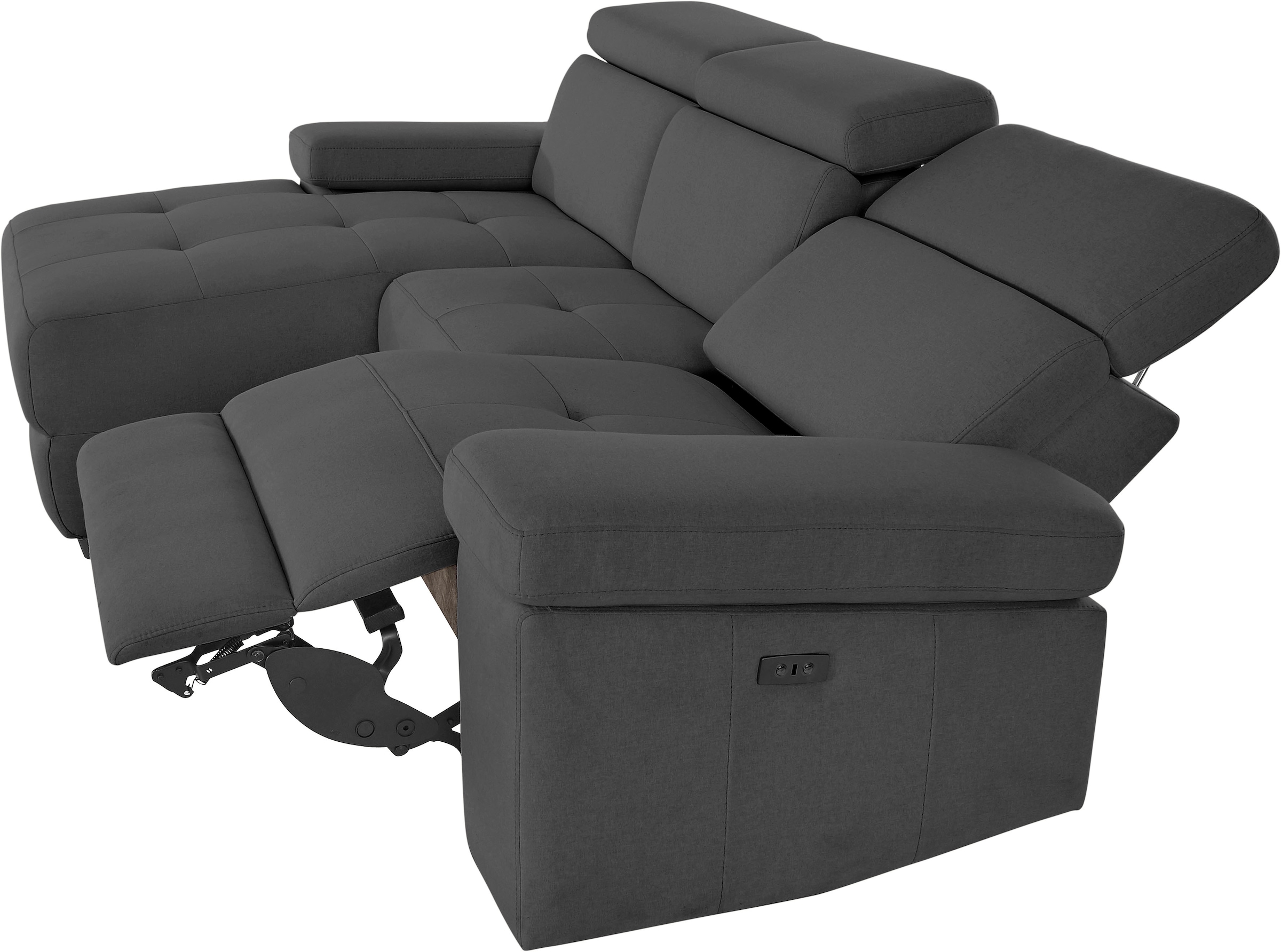 Places of Style Ecksofa »Kilado, L-Form,«, mit Relaxfunktion, verstellbarer Armlehne, Kopfteilverstellung