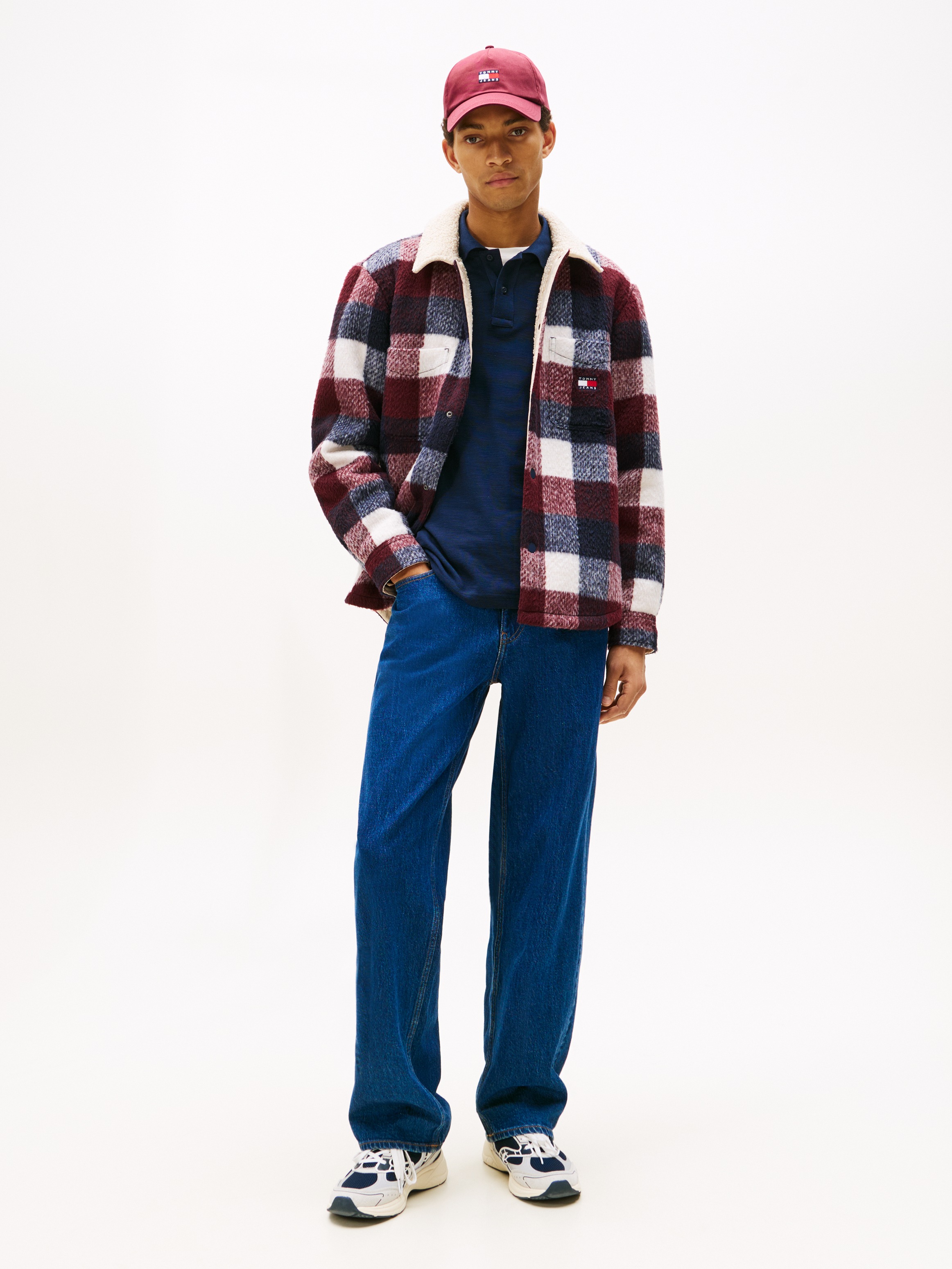 Tommy Jeans Karohemd »CHECK TEDDY OVERSHIRT«, Regular fit mit Rundhalsausschnitt