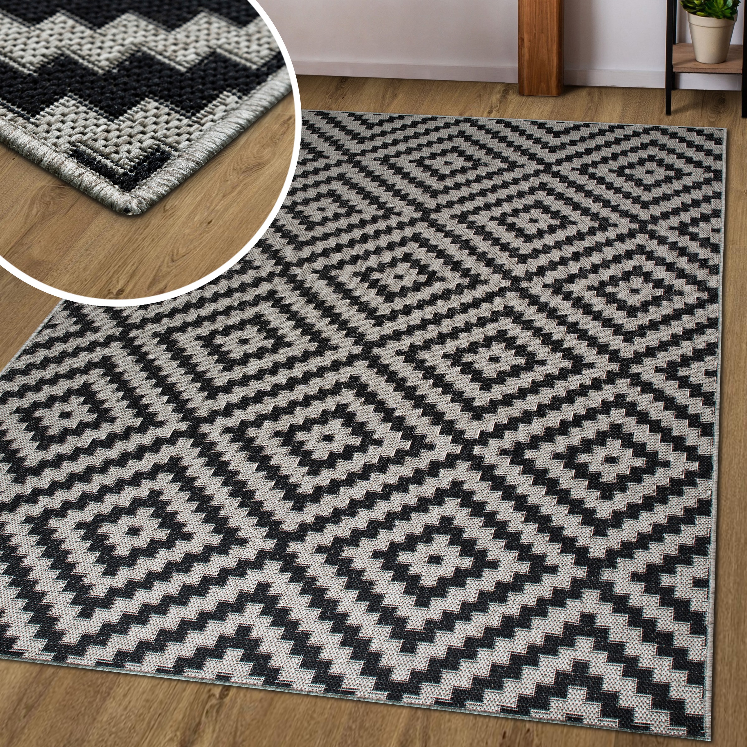 my home Teppich »Cordoba auch als Läufer erhältlich«, rechteckig, 3 mm Höhe, In- und Outdoor geeignet, Sisal-Optik, Wetterfest & UV-beständig, Boho