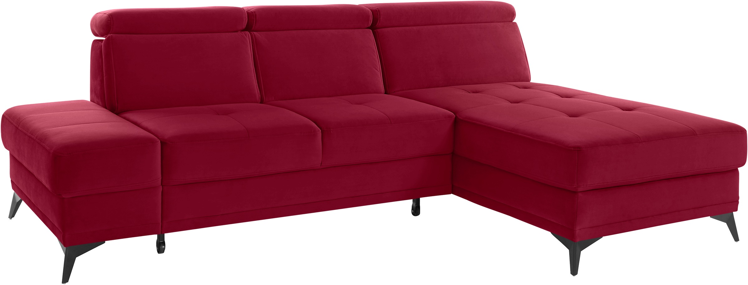 Ecksofa HOME AFFAIRE "Cardiz L-Form", rot, B:246cm H:83cm T:173cm, Webstoff (100% Polyester);Luxus-Microfaser Paris (90% Polyester/10% Polyamid);Struktur fein (100% Polyester);Samtoptik (100% Polyester), Sofas, Ecksofa, inkl.Kopfteilverstellung und Federk 8