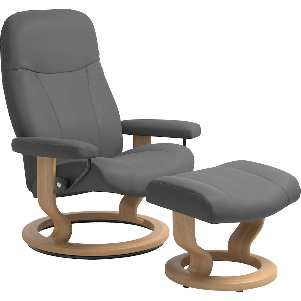 Stressless® Relaxsessel »Garda«, (Set, Relaxsessel mit Hocker), mit Hocker, mit Classic Base, Größe M, Gestell Eichefarben