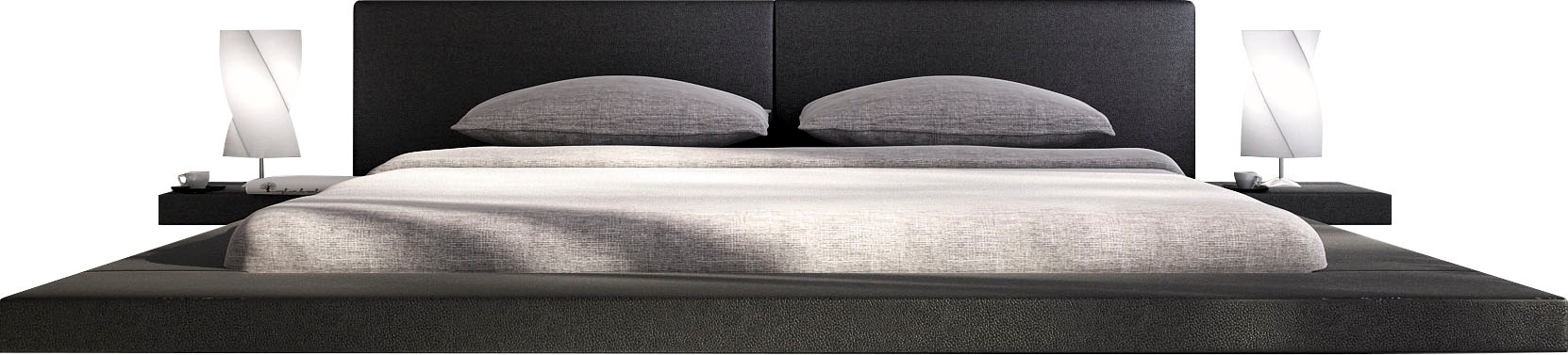 Polsterbett, Design Bett in moderner Optik, Lounge Bett inklusive Nachttisch