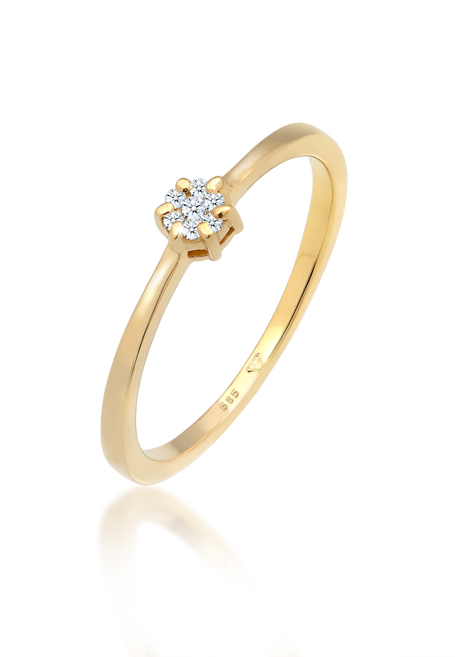 ELLI DIAMONDS Damen Verlobungsring "Ring Diamant Weiß Brillantschliff (0.045 ct) 585 Gelbgold", 54, Gelbgold 585, gold, Gelbgold 585, Fingerringe