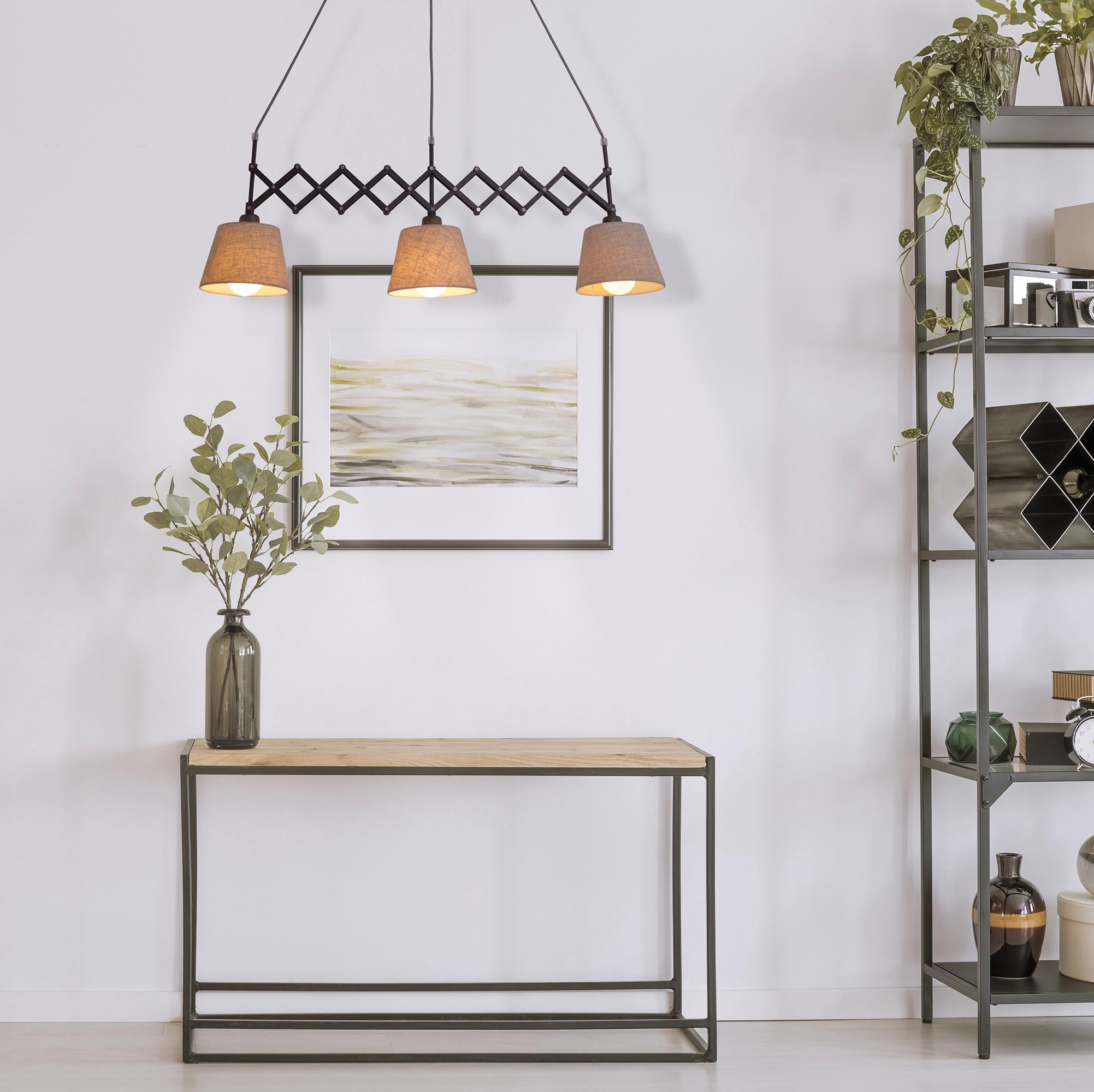 näve Pendelleuchte »ADRIENNE«, 3 flammig, Leuchtmittel E27 | ohne Leuchtmittel, w: 52-86cm nature 3x E27 max. 40W,Material: Eisen, PVC Kunststoff