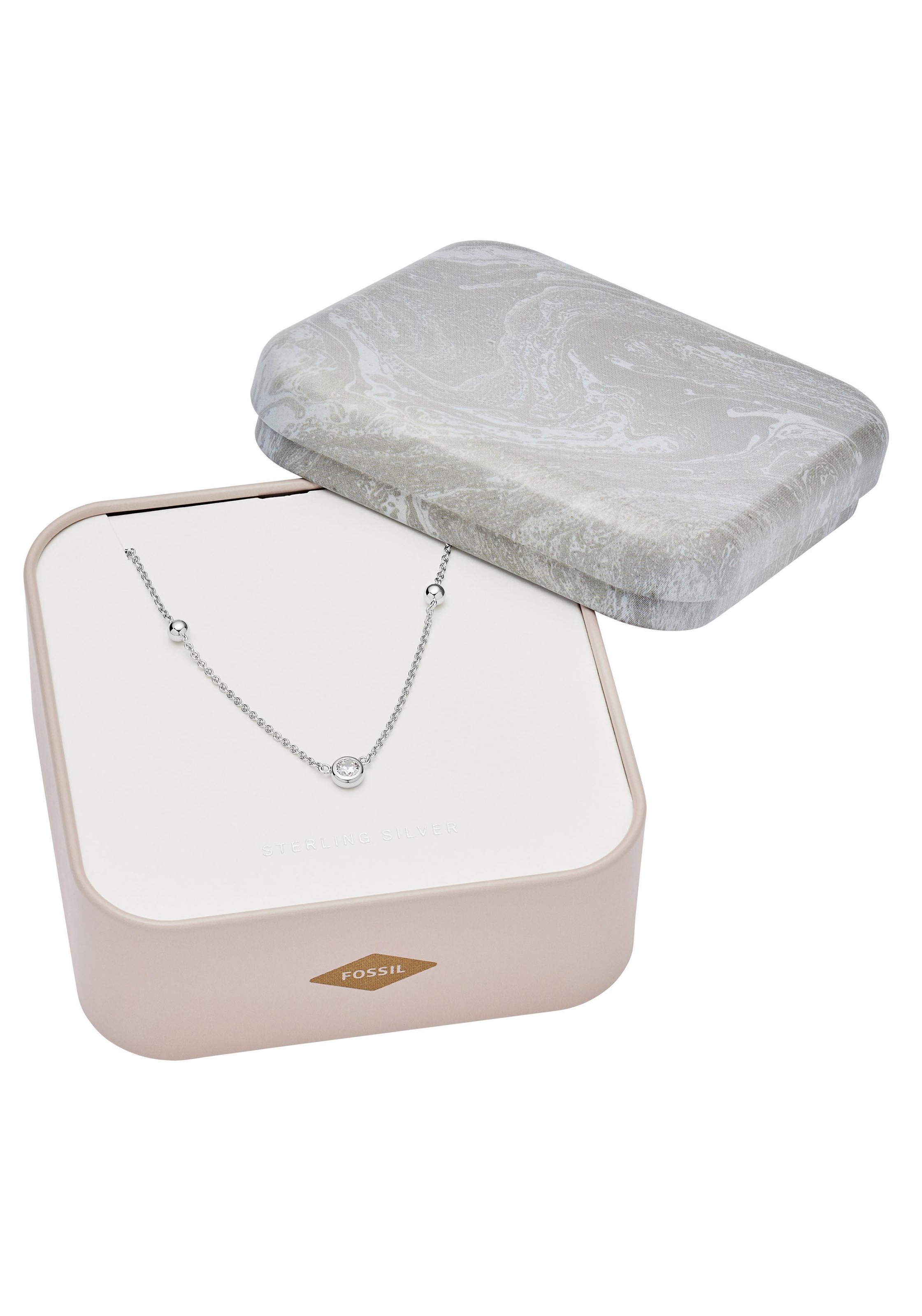 Kette mit Anhänger FOSSIL "Schmuck Geschenk Silber 925 Halsschmuck", silber (silberfarben), Halsketten, Damen, Silber 925 (Sterlingsilber), L: 46, mit Zirkonia (synth.)
